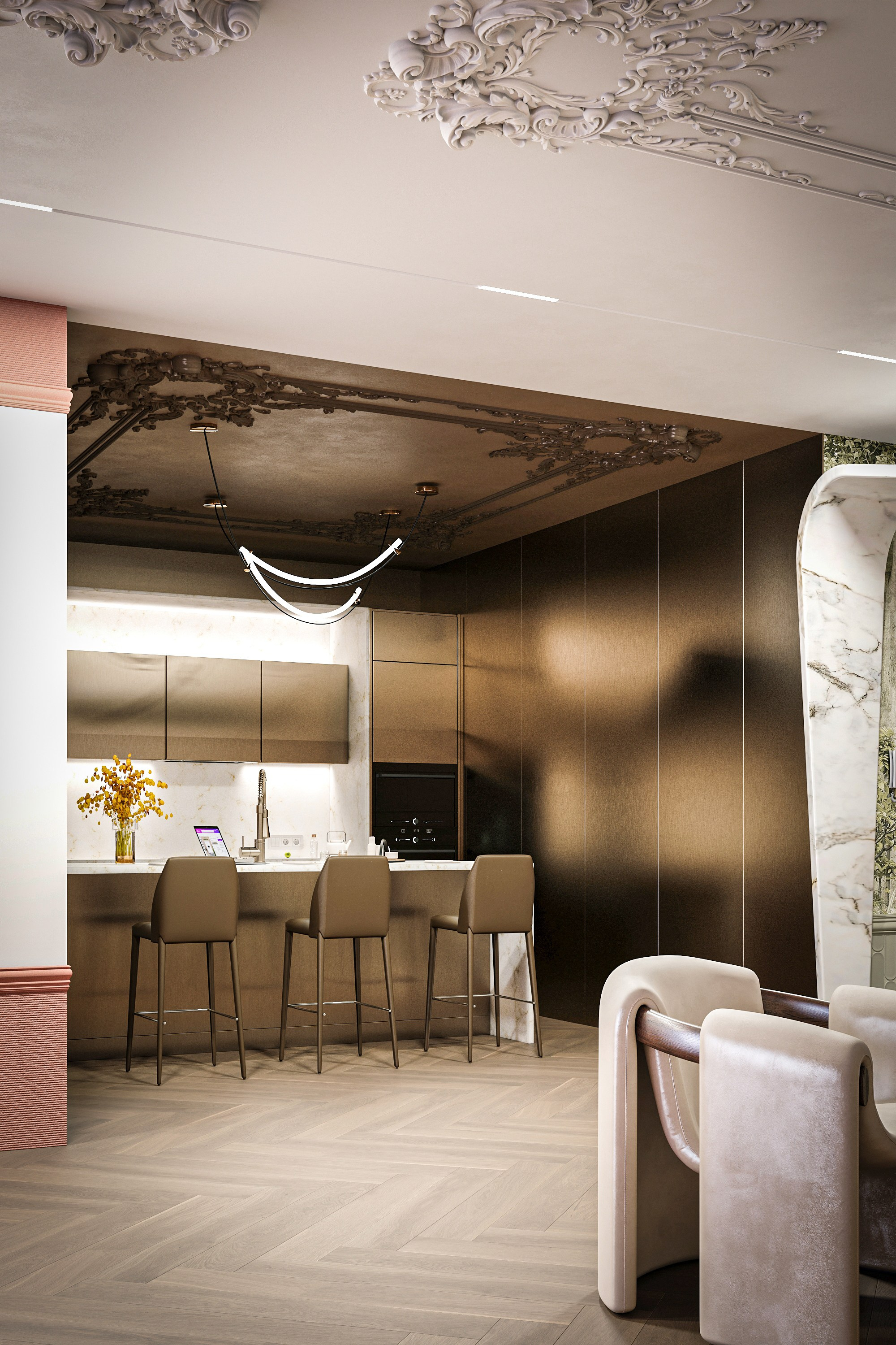 Интерьер кухни-гостиной: сочетание классики и современности. Дизайн интерьера и экстерьера в Санкт-Петербурге Яна Емельянова