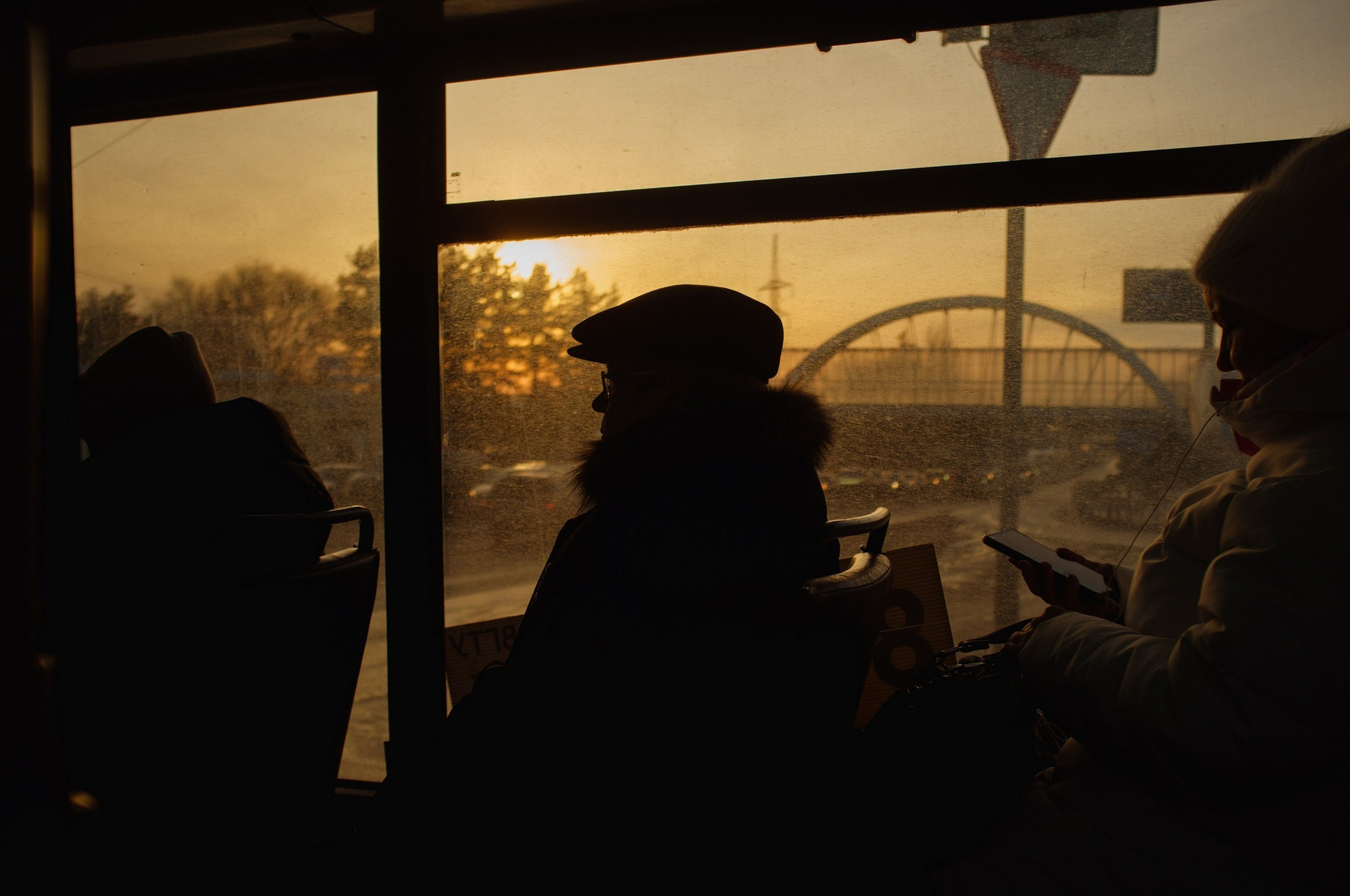 В автобусе номер "80", проспект Патриотов. Воронеж. Февраль 2024 / Bus number "80," Patriots prospect. Voronezh. February 2024