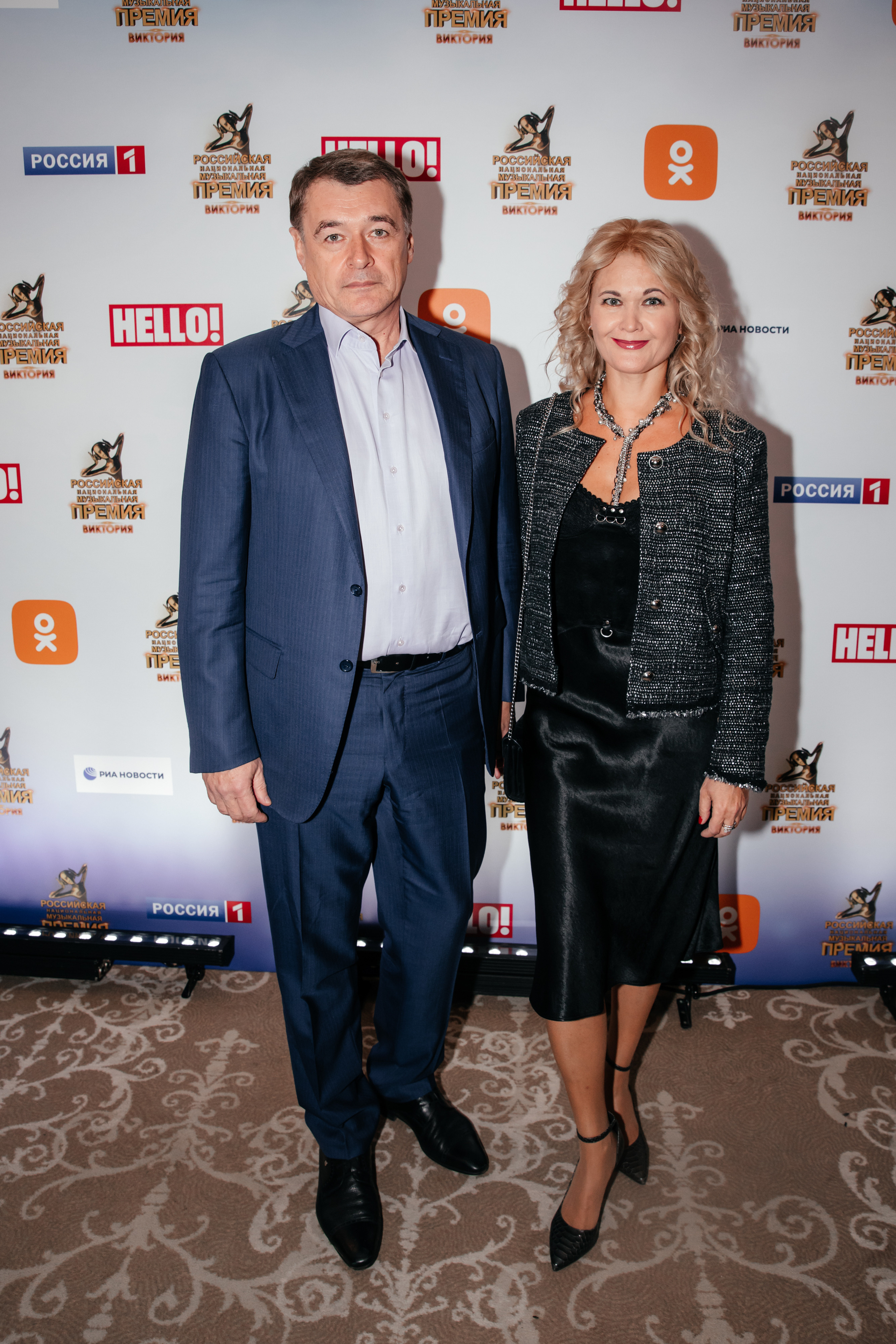 Юрий Костин с супругой на Гала-ужине Премии Виктория 2021 в Москве