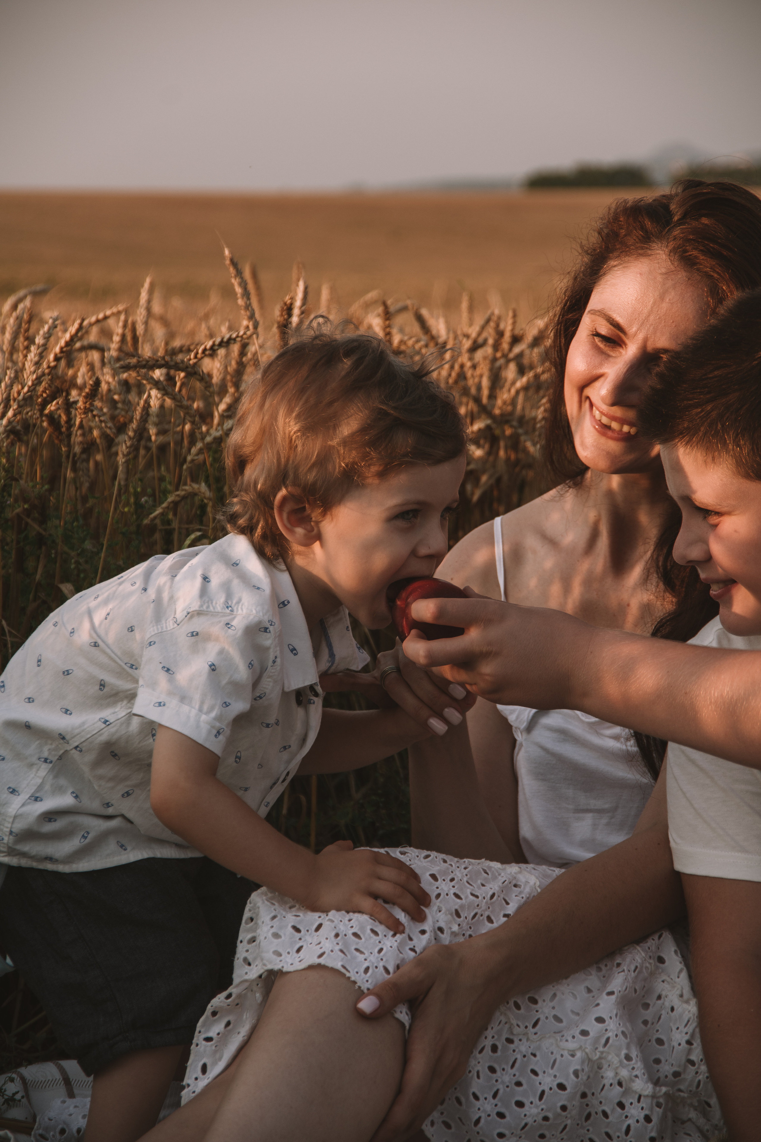 Александра и сыновья. Фотосессия в пшеничном поле. Семейный фотограф Пятигорск, Кисловодск, Эльбрус. Марина Вяликова