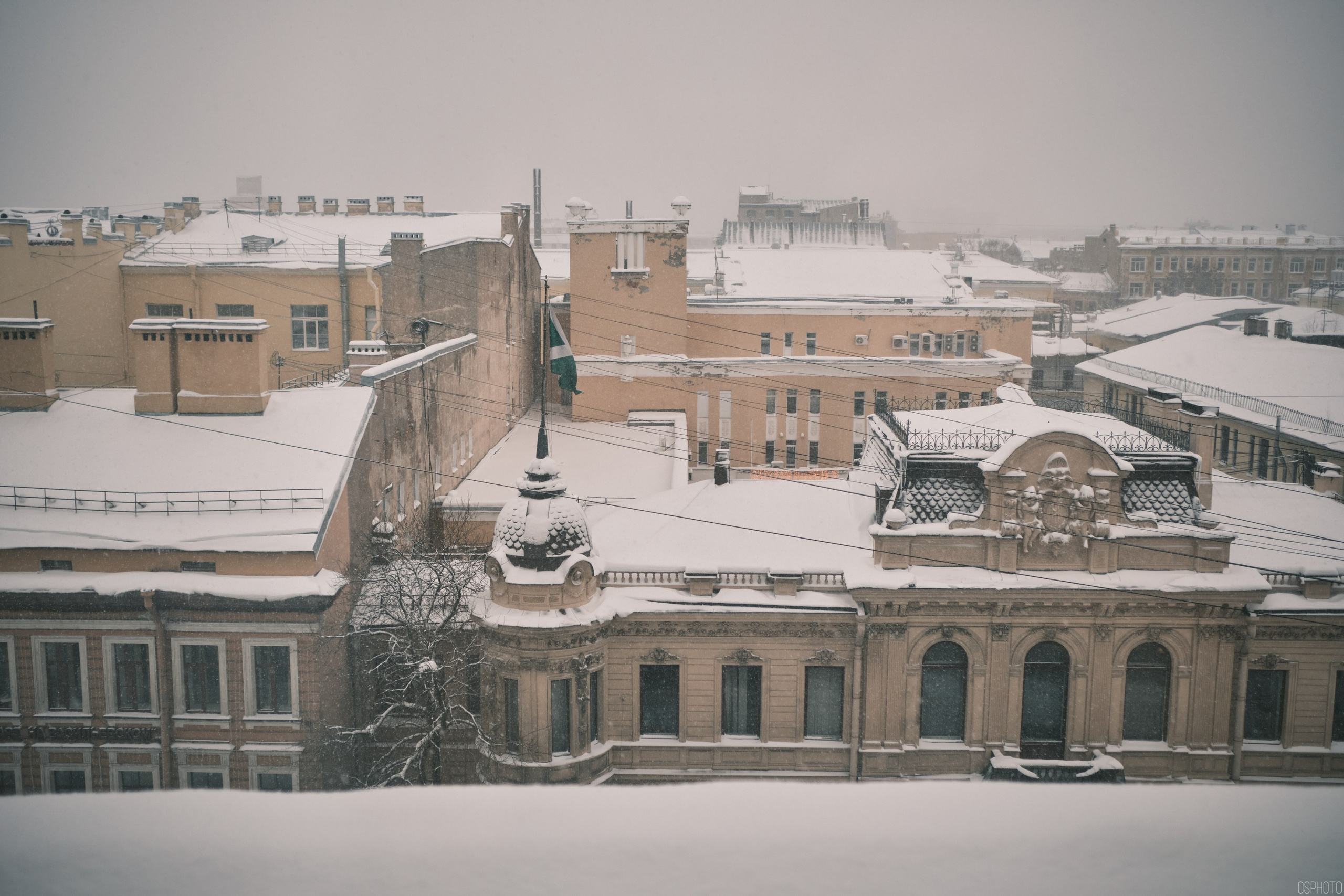Снег и туман в Санкт-Петербурге. Фотографъ Сергѣевъ. Поймать мгновеніе