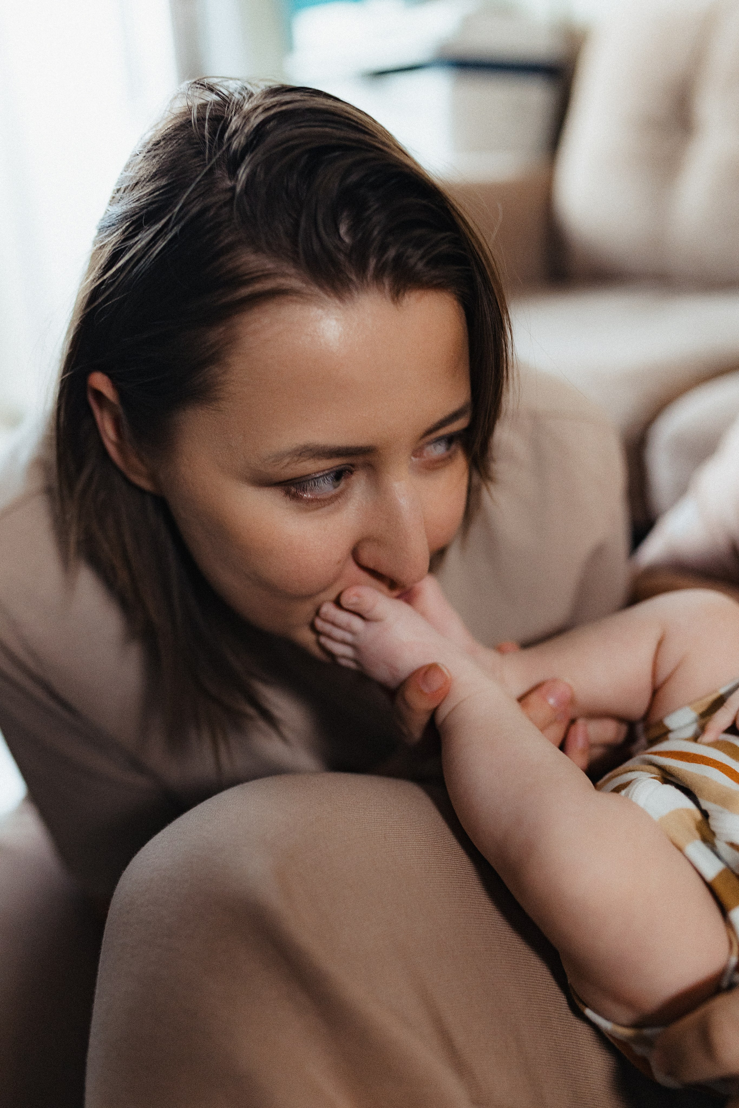 Домашняя семейная фотосессия с малышом. Портретный и семейный фотограф в Москве Мария Рослякова
