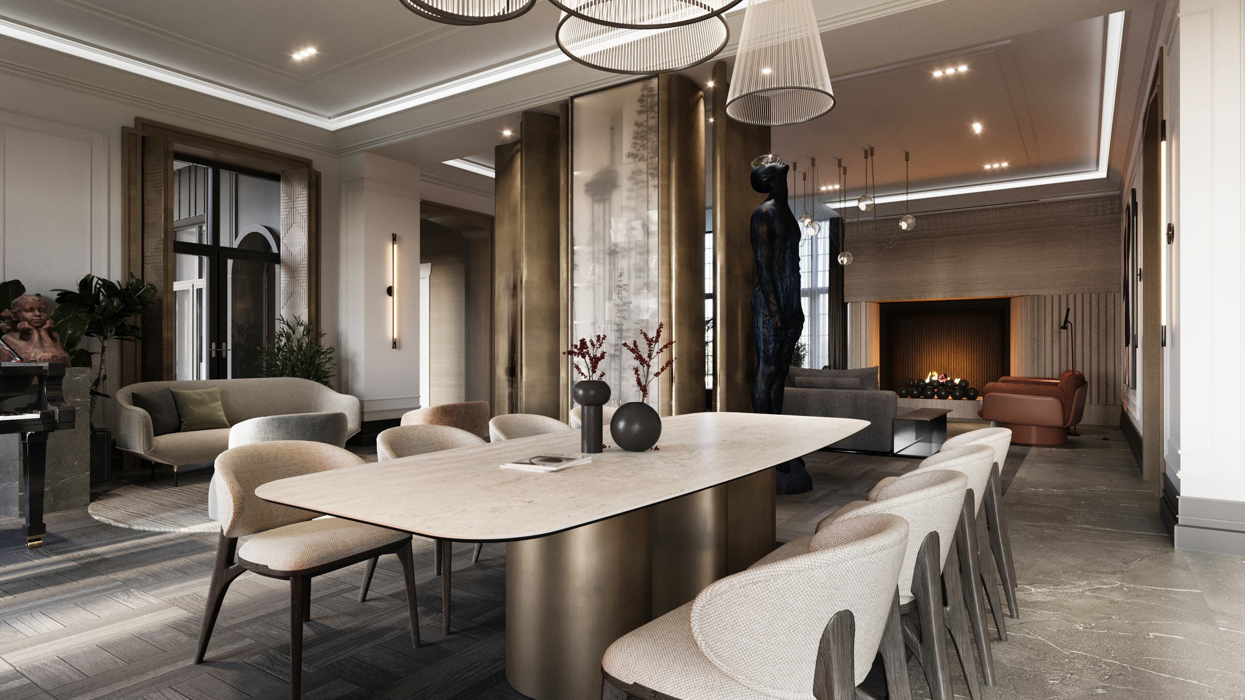 Загородный дом 2000 кв. м. Григорианского стиль. Paintings by the artist Sergey Ratchin