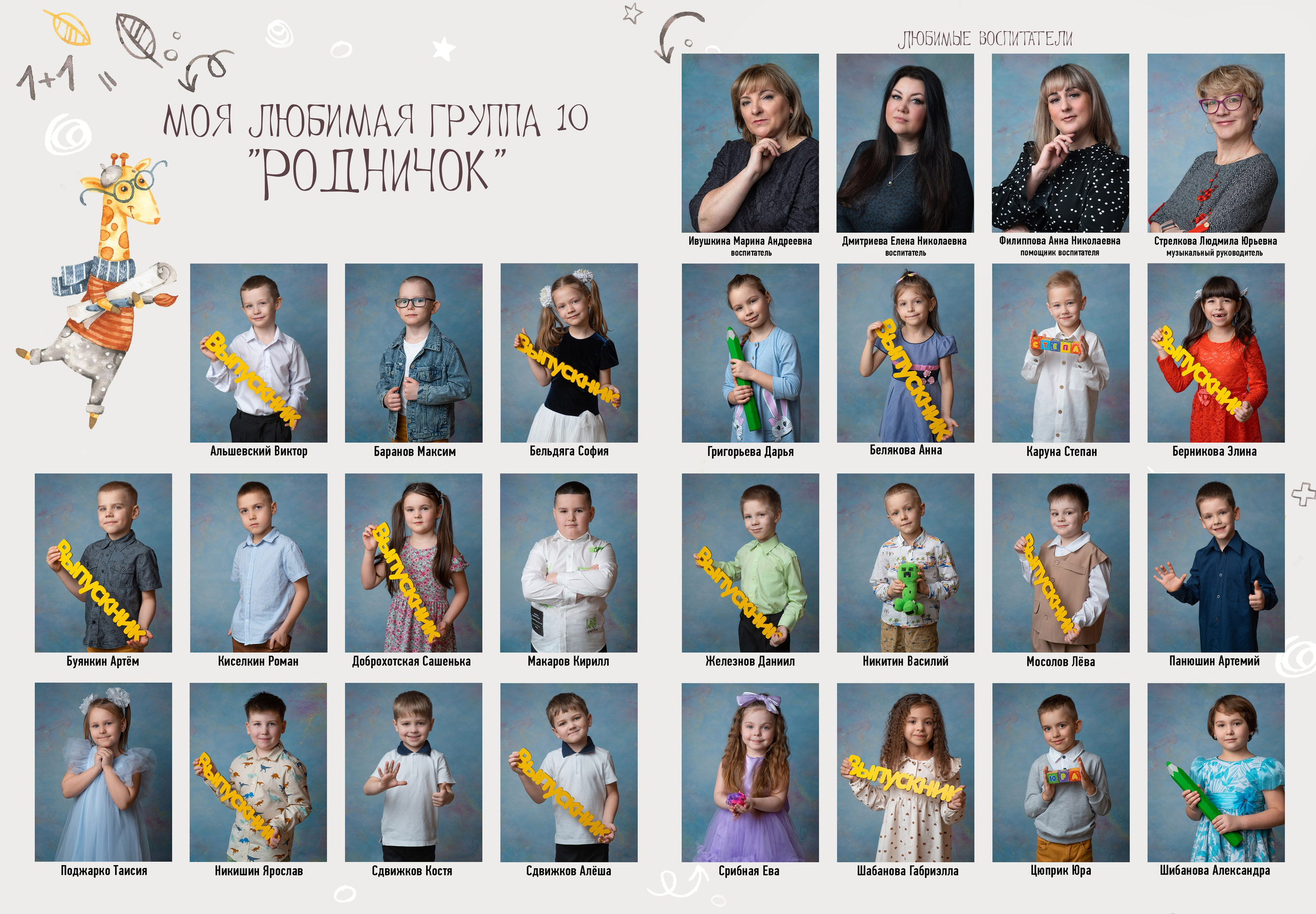 Пример оформления альбома на 3 разворота для детского сада