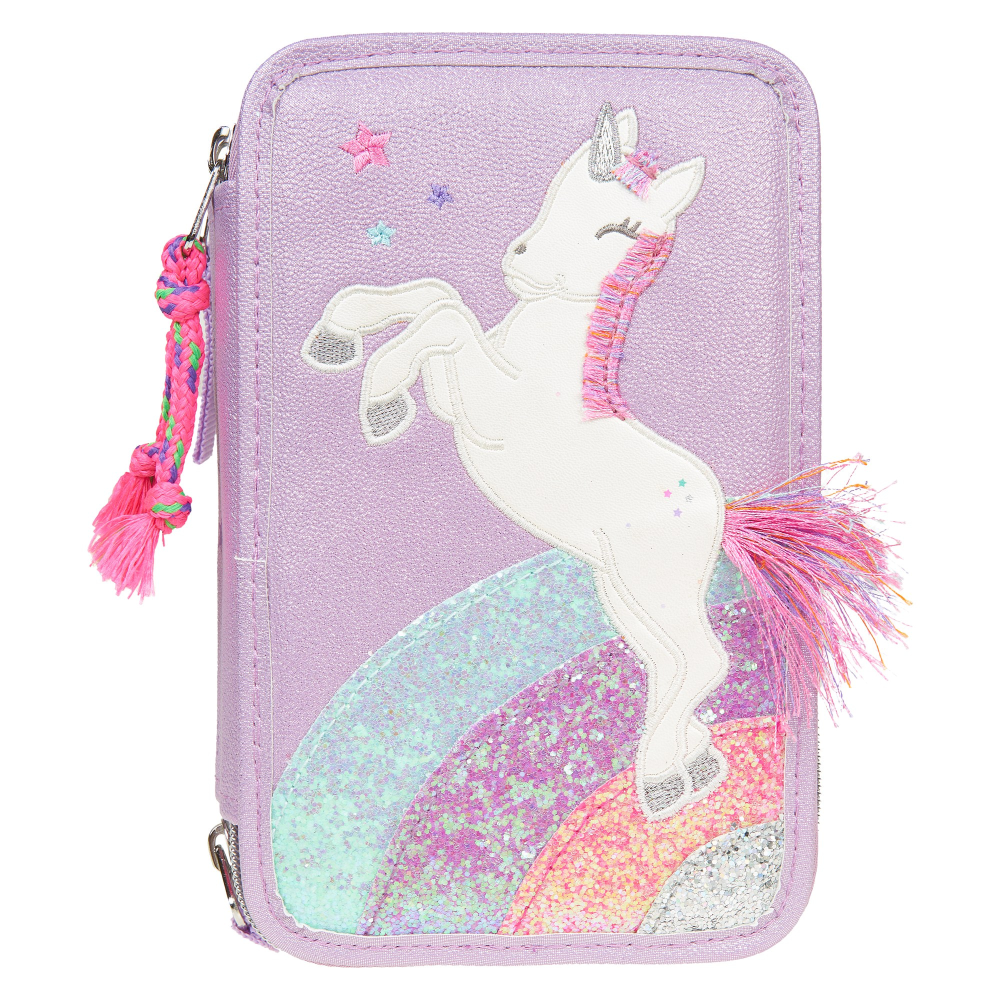 Пенал с пони розовый вид спереди