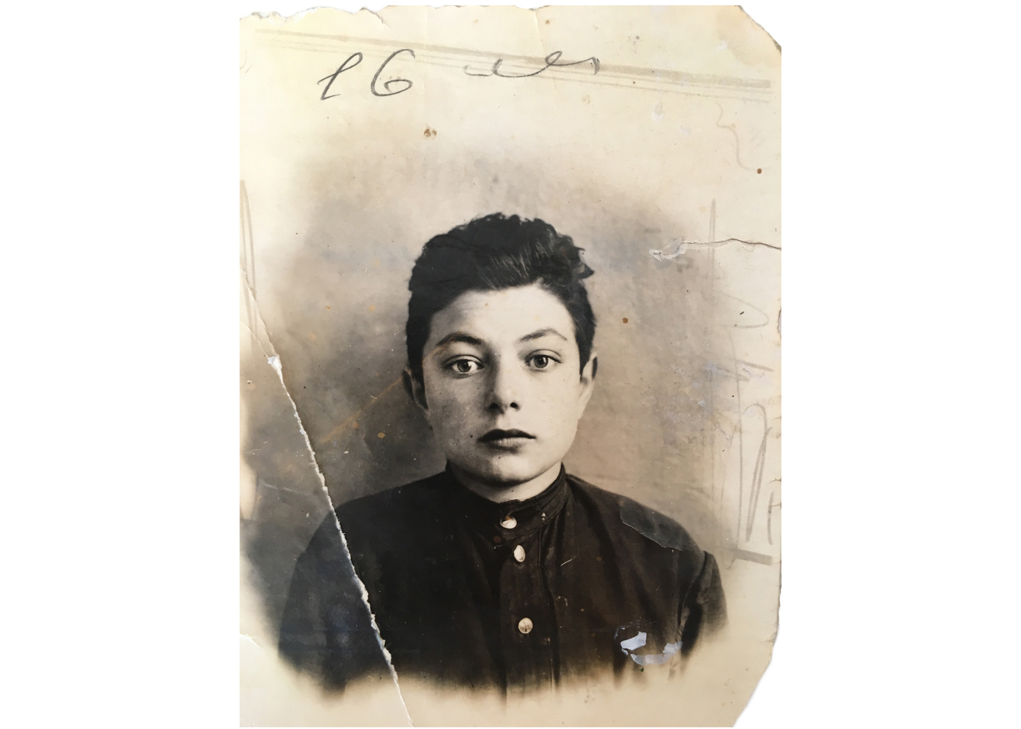 Portrait of my grandfather at the age of 16 taken in an orphanage