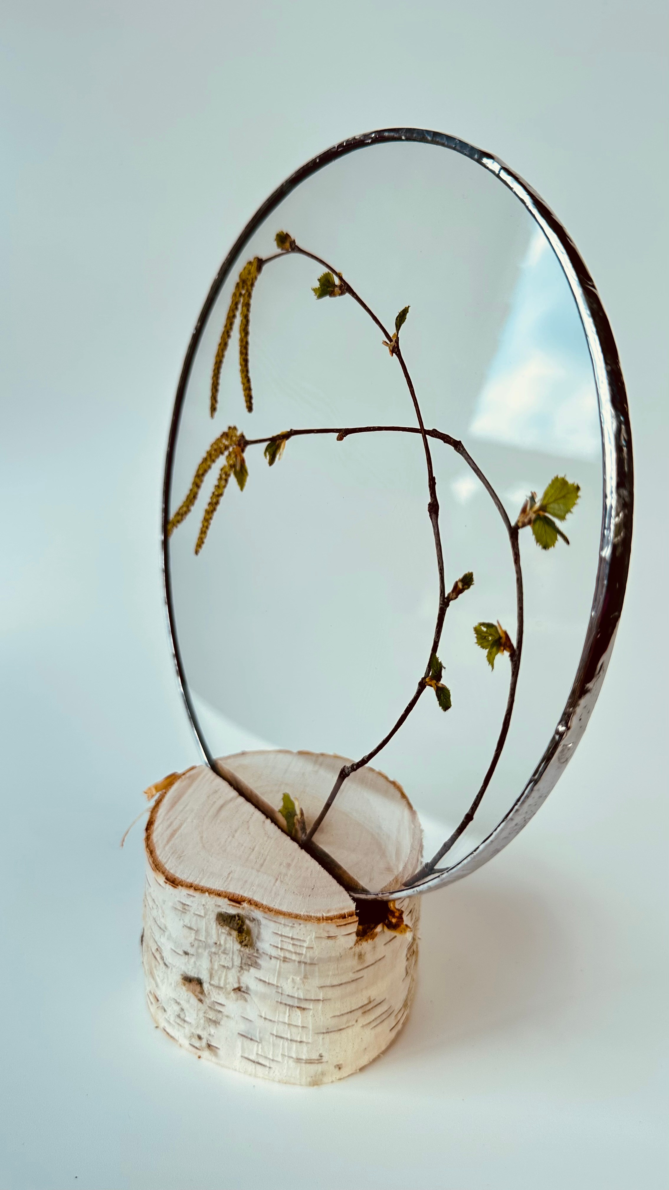 Береза круг 20 см. Оформляю пространства. Витражи с сухоцветами в технике Тиффани