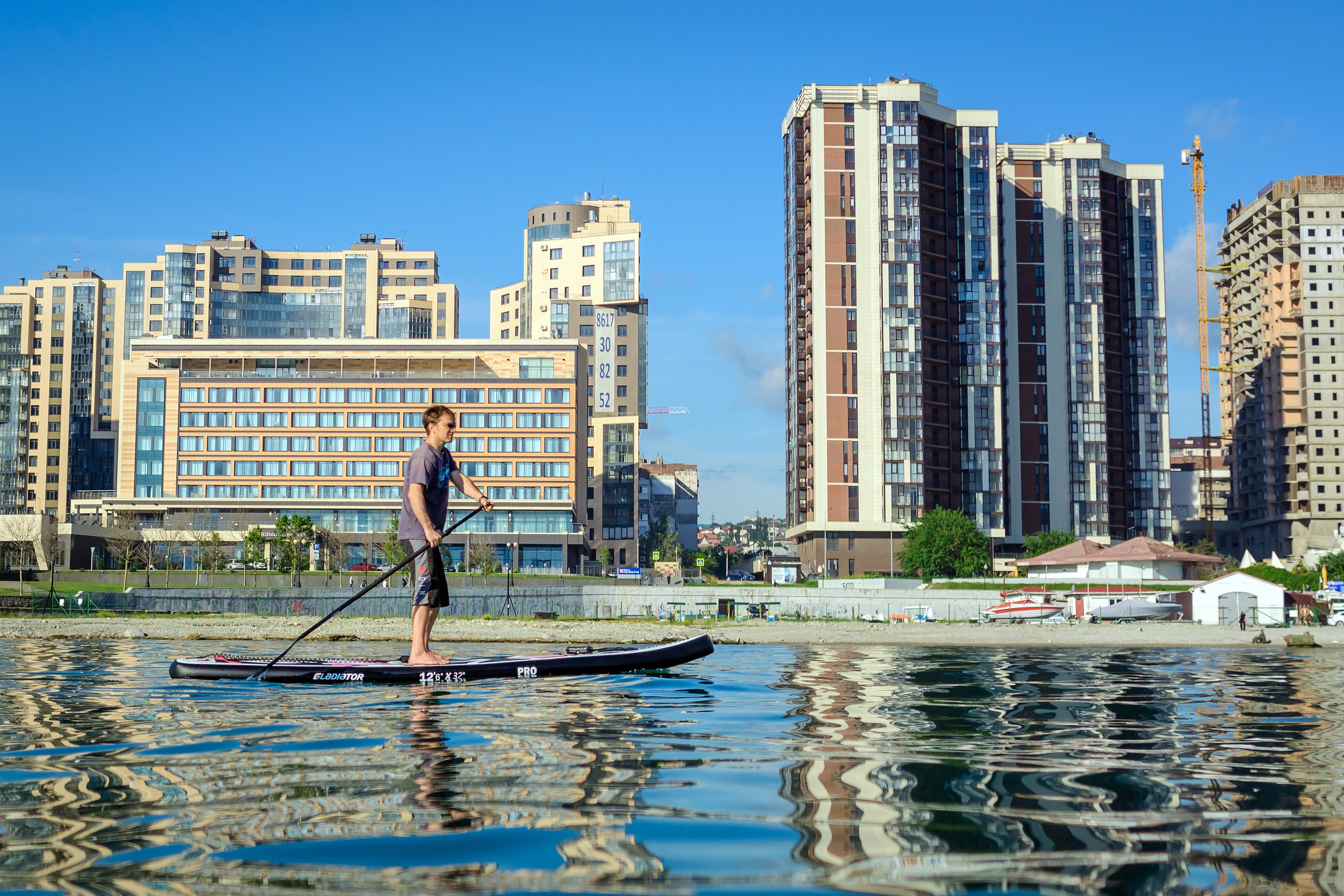 Краснодарский край, локация, фотосессия, САП, САП-прогулки, фото на САП-е, море, берег, город, набережная