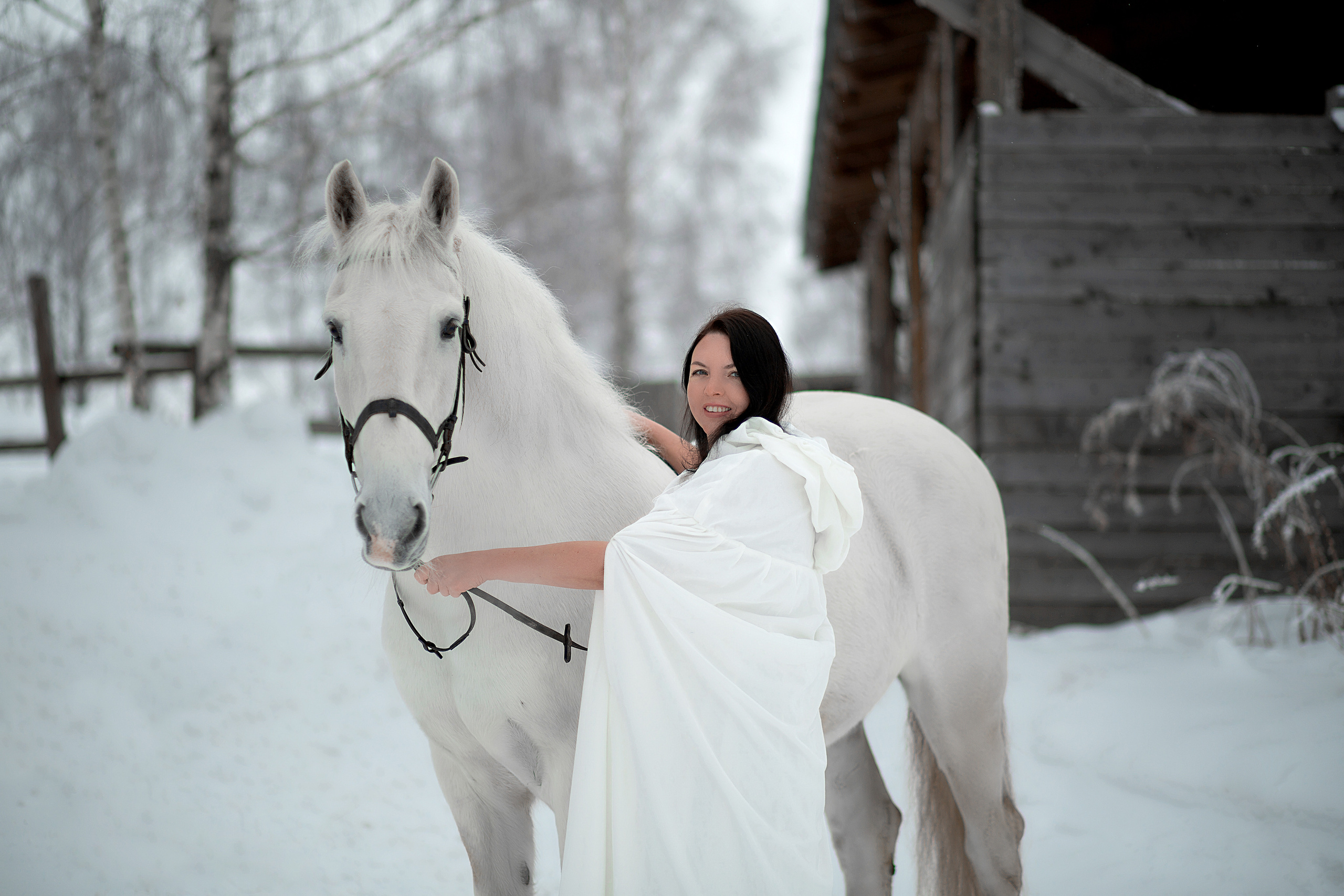 Светлана и Воробей 30.01.22. Фотосессия с лошадьми в Нижнем Новгороде