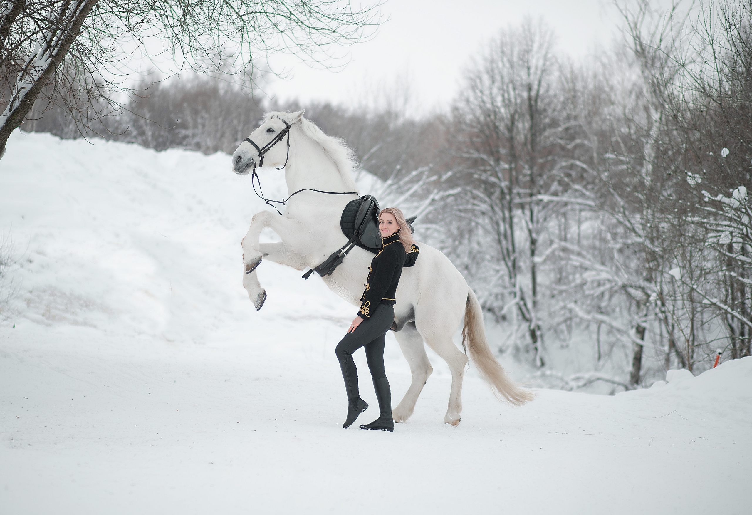 Фотосессия Анны и Воробья 09.01.22. Фотосессия с лошадьми в Нижнем Новгороде