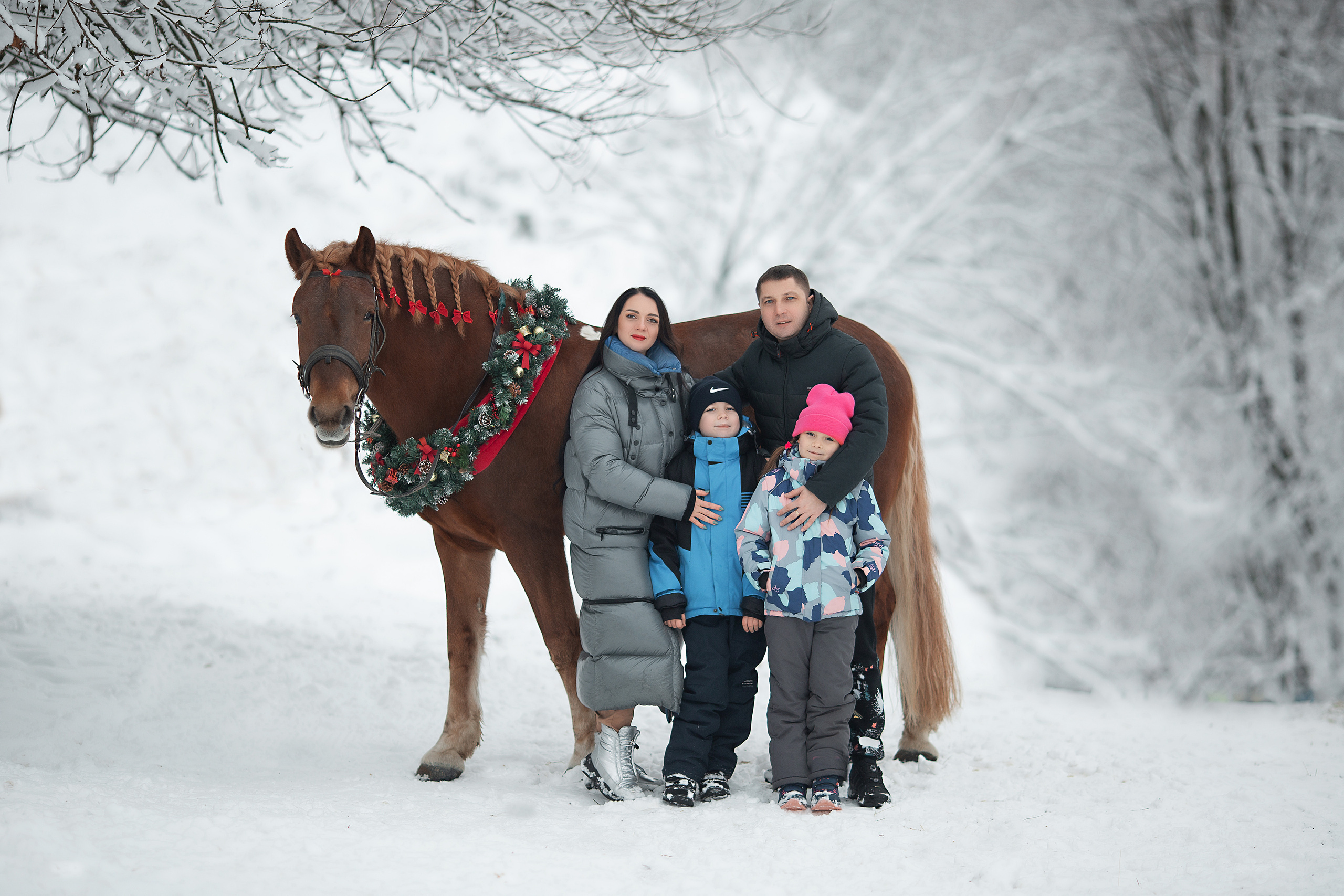 Екатерина с семьей и Радугой фотодень. Фотосессия с лошадьми в Нижнем Новгороде