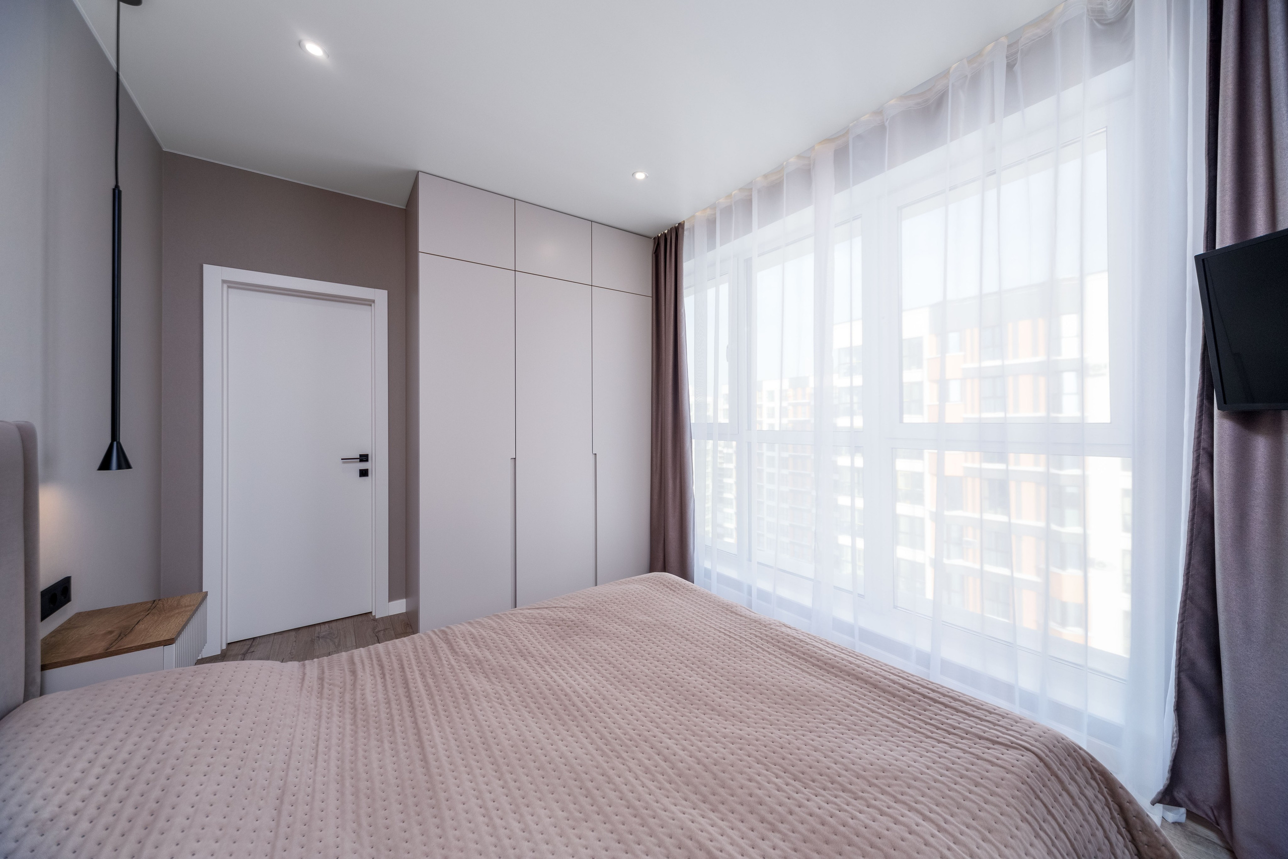 Фото интерьера мастер-спальни в евро-3 квартире в Минск Мир