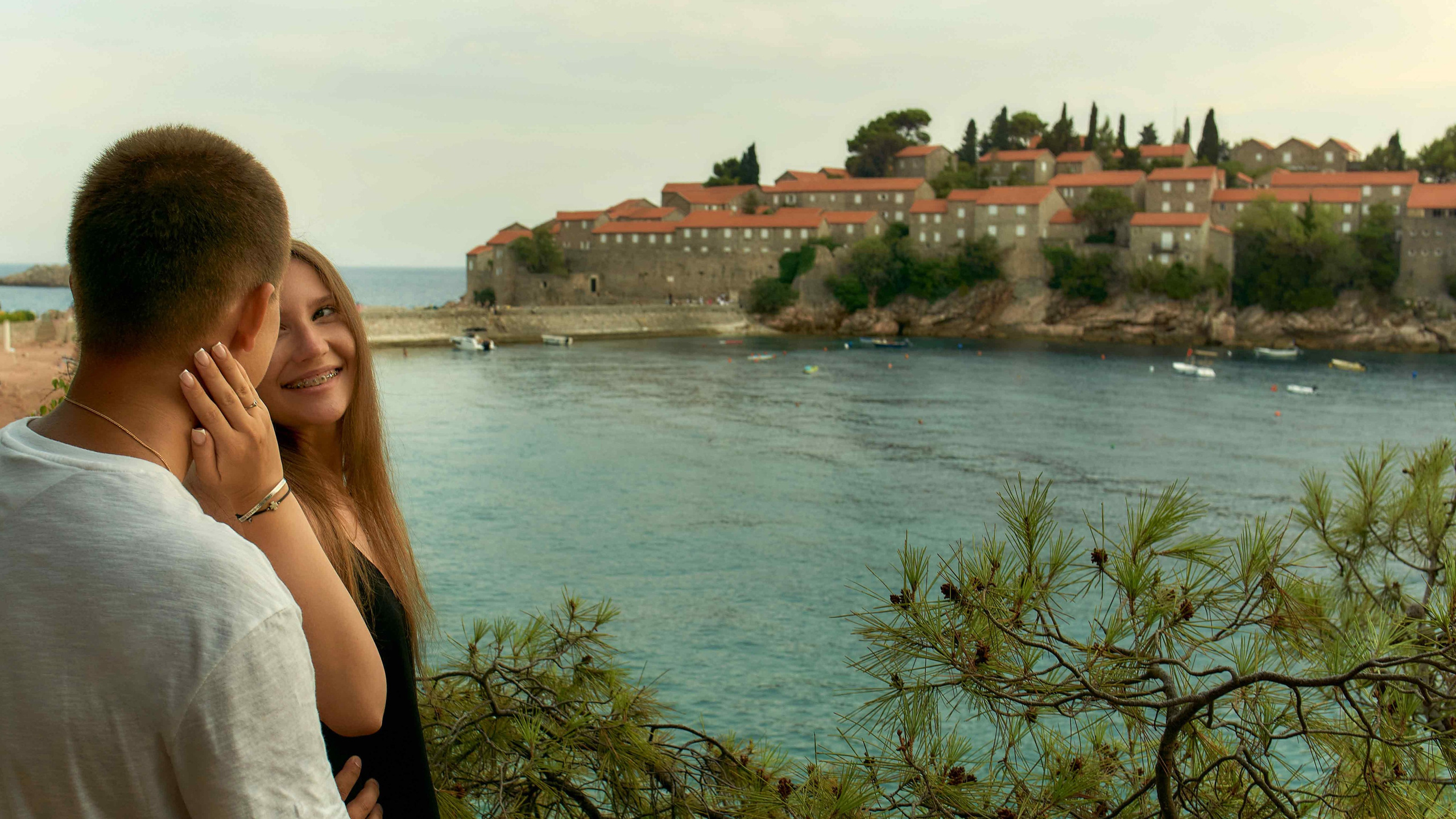 Love Story Photoshoot in Montenegro | Couple on the Beach at Sveti Stefan