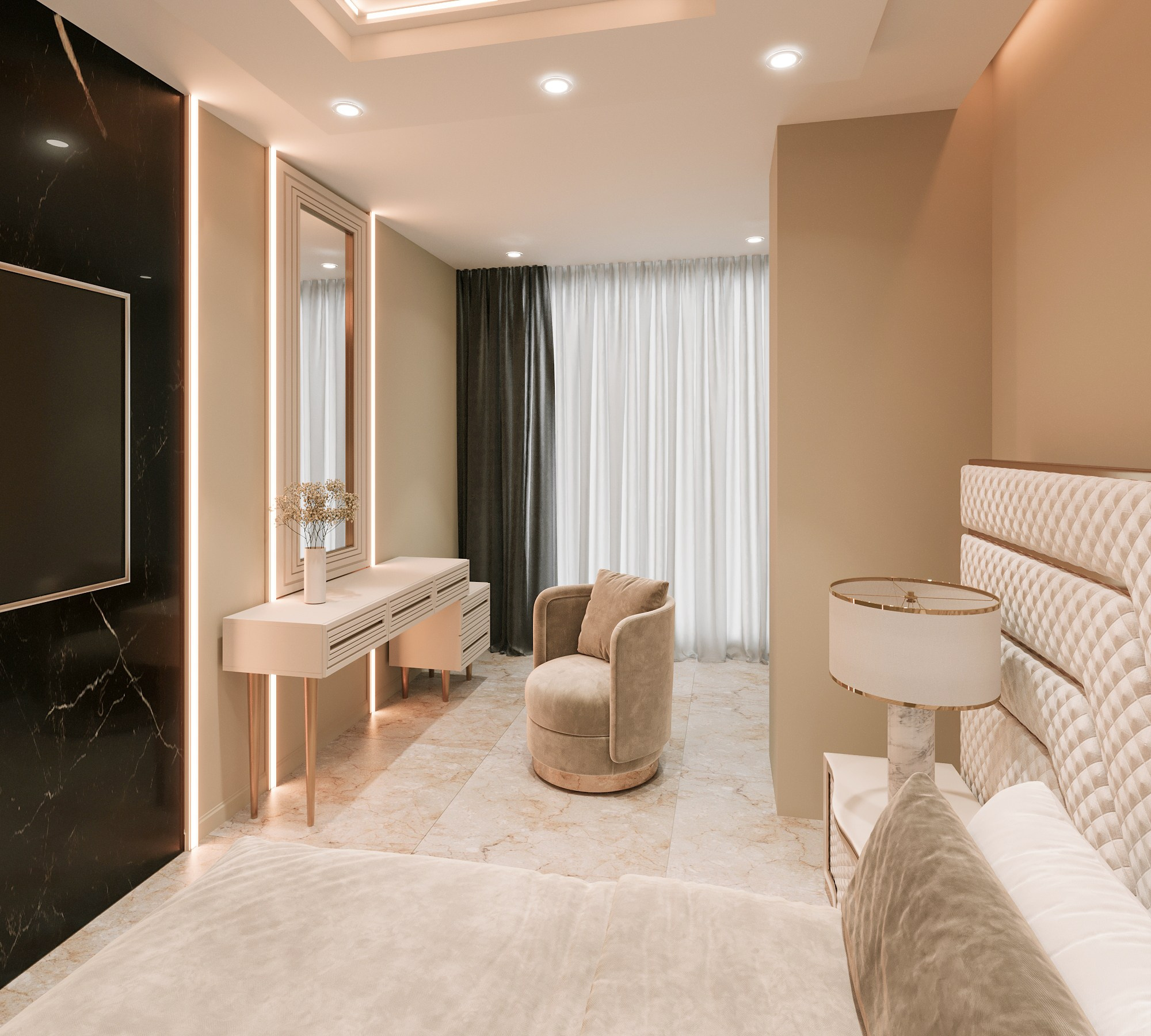 очень красивая визуализация интерьера спальни