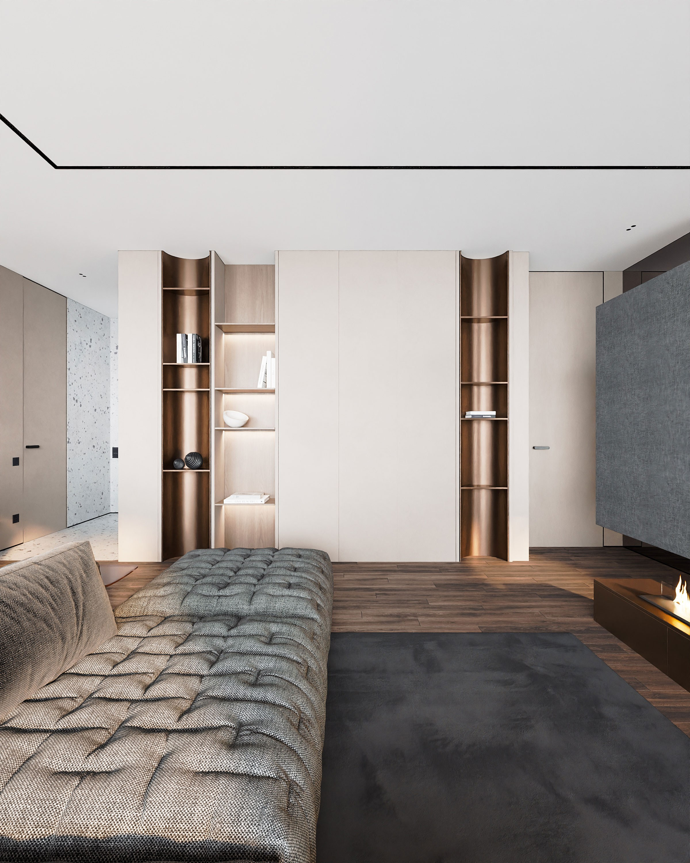 Дизайн-проект квартиры 90 м² с кабинетом и мастер-блоком | Интерьер в стиле современный минимализм | KOVGAR