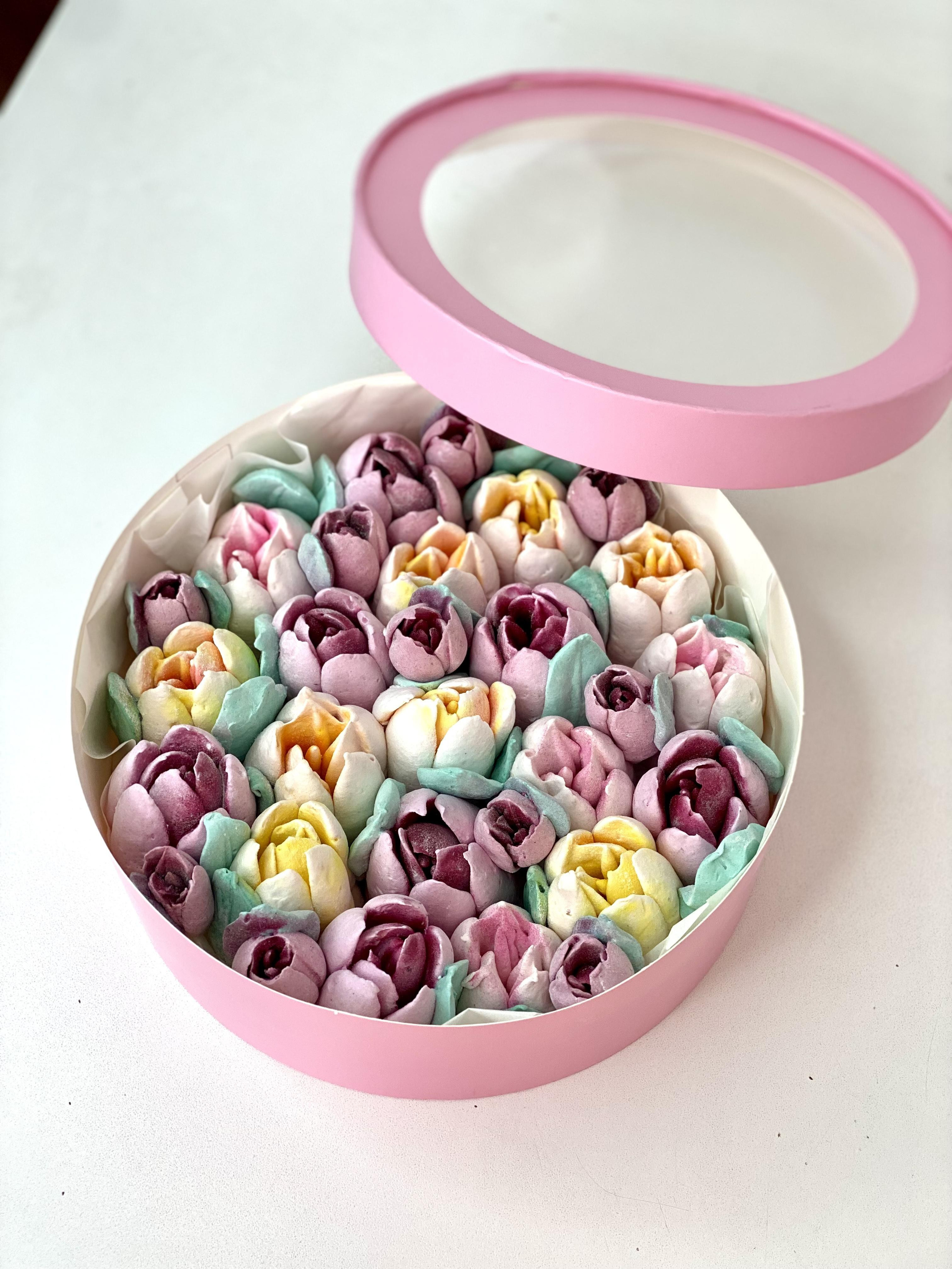 Тюльпаны из зефира в коробке. Katyasugarsugar капкейки, зефир, торты Москва