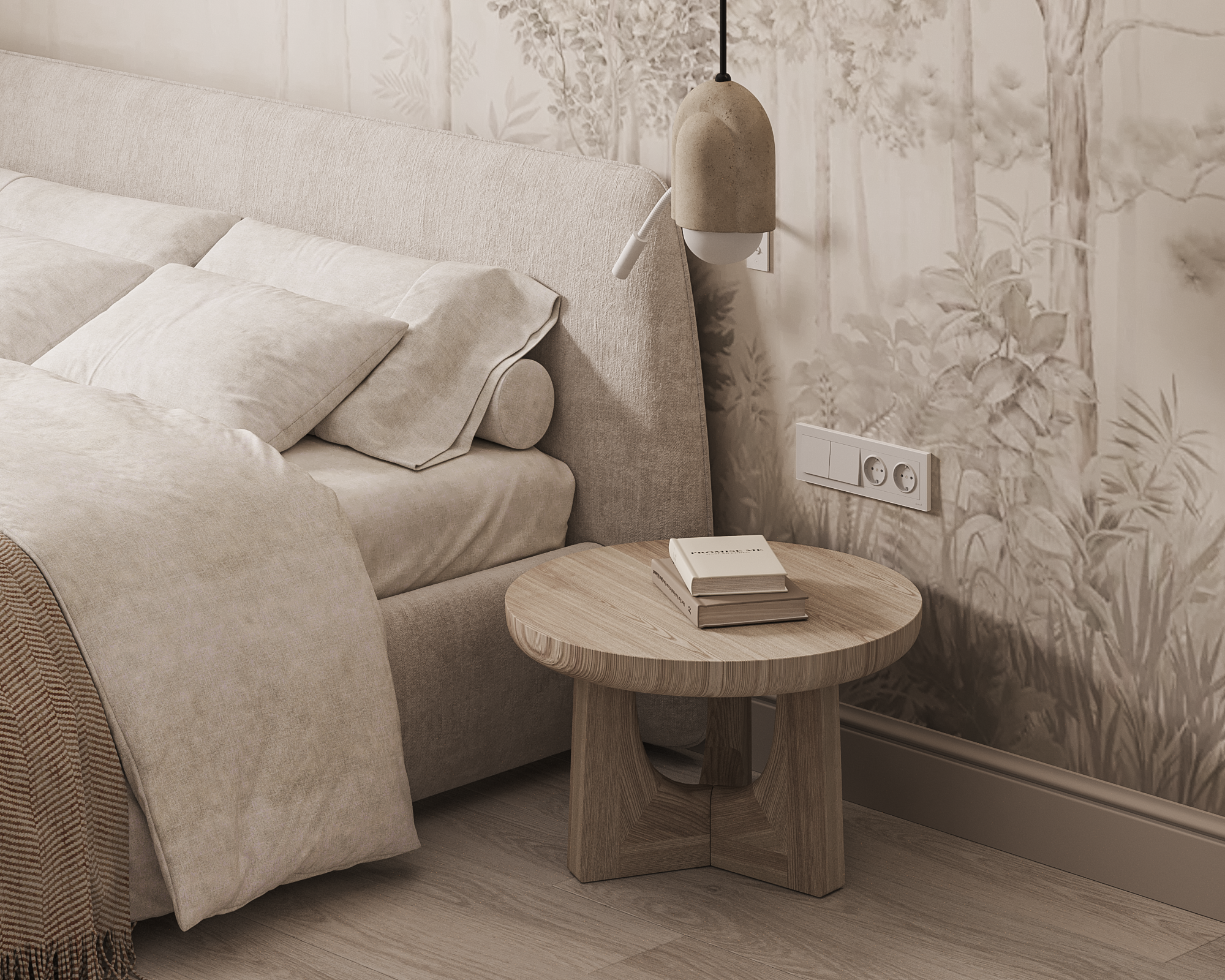 Уютная спальня в неоклассической эстетике с акцентом на текстиль и свет — авторский интерьер от Ксении Новиковой ksudsgn, Санкт-Петербург