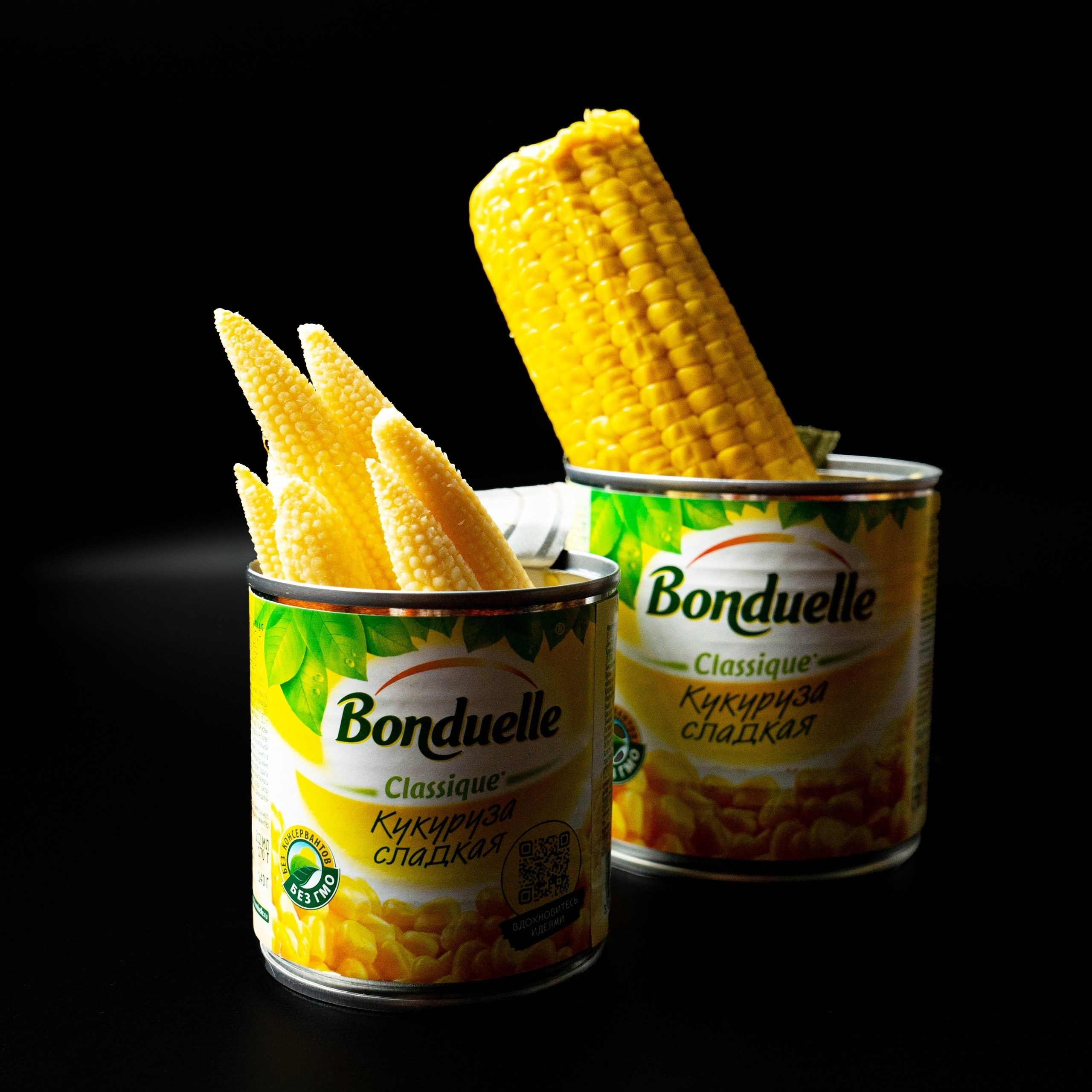 креативная food съемка еды, кукуруза Bonduelle