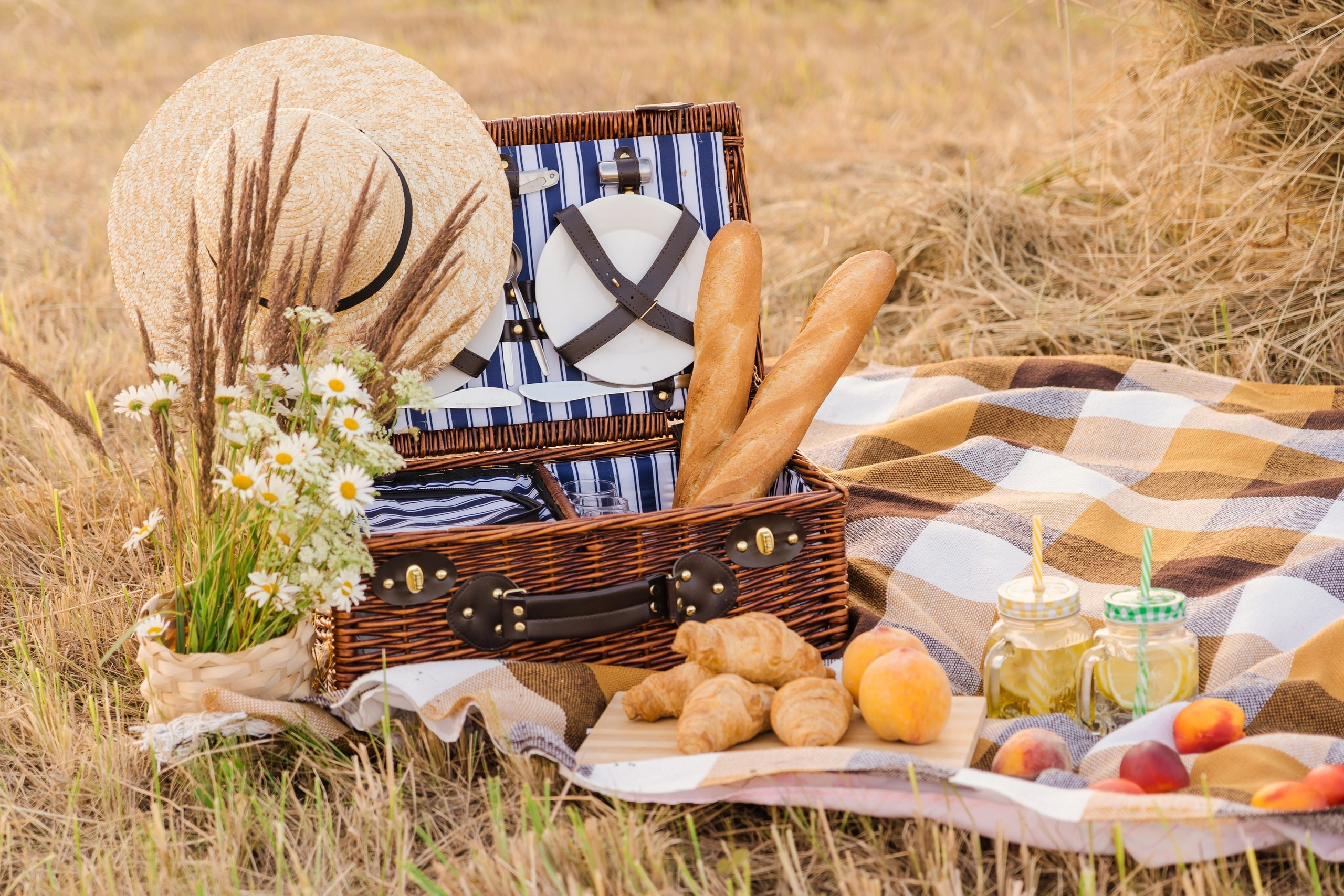 Фотозона с акссесуарами для пикника, фотосессия в стиле пикник на природе