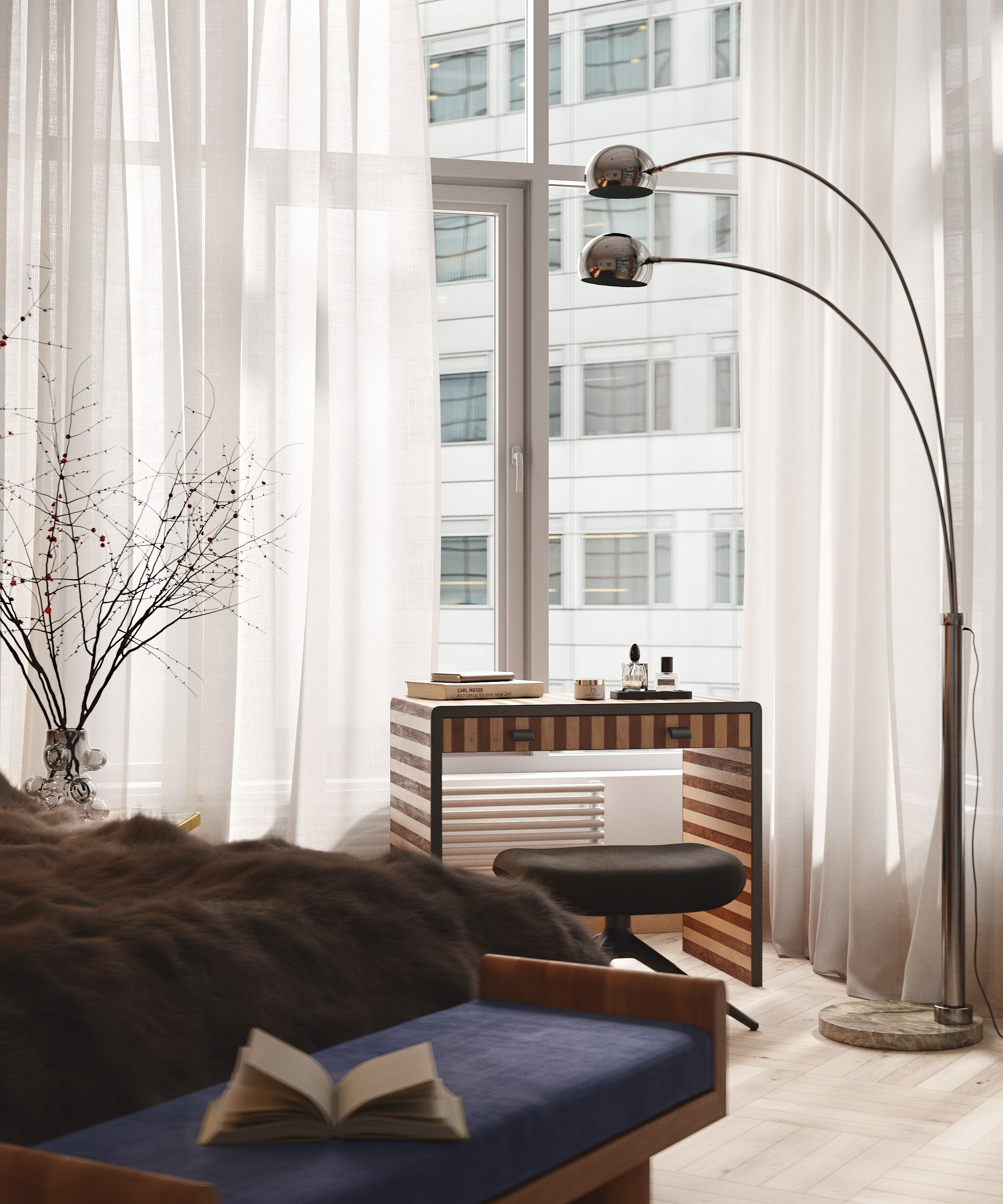 Red accent | Design by Lake and Walls. Interior visualisation | avocado.render