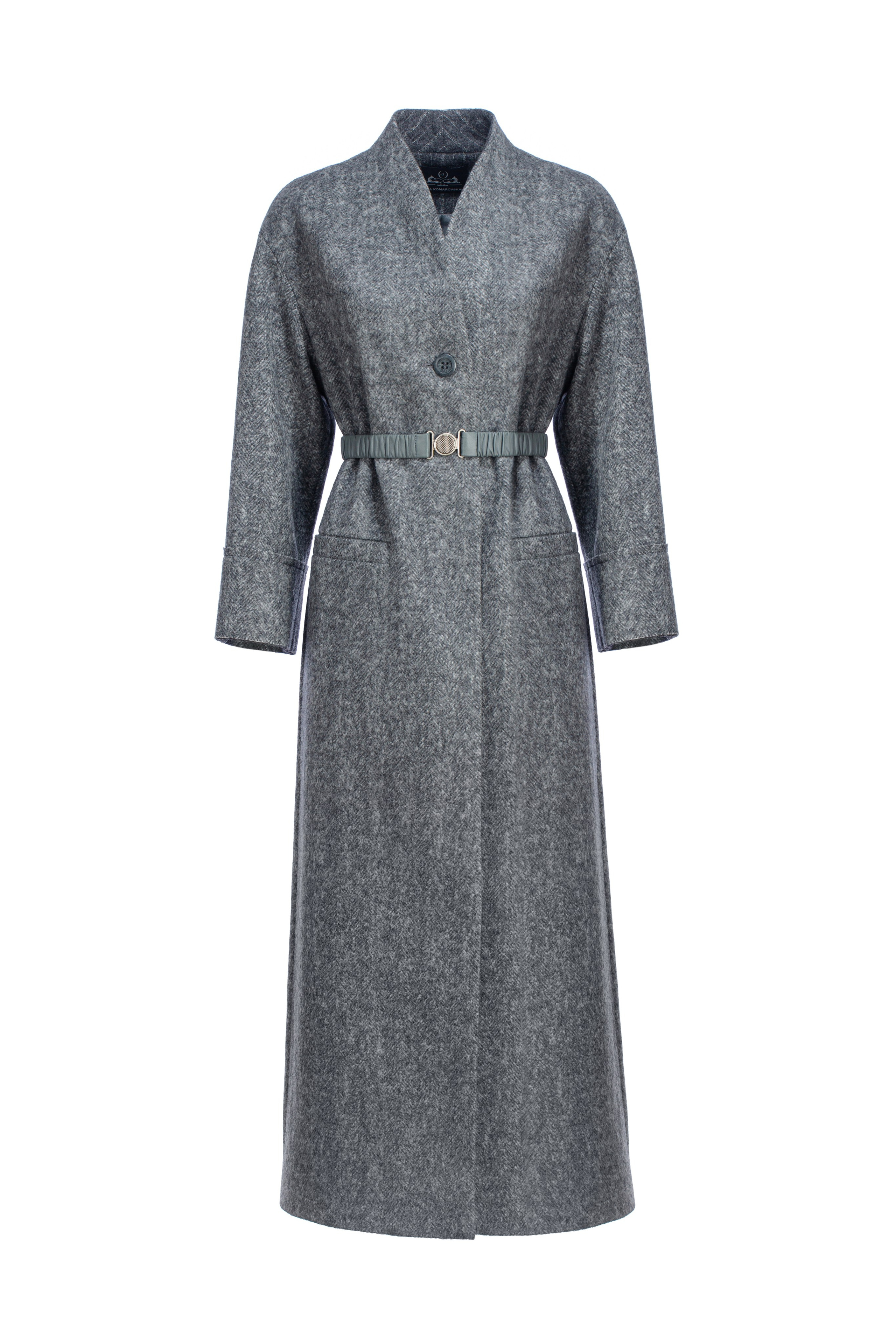 длинное серое женское пальто профессиональная обработка верхней одежды ghost mannequin