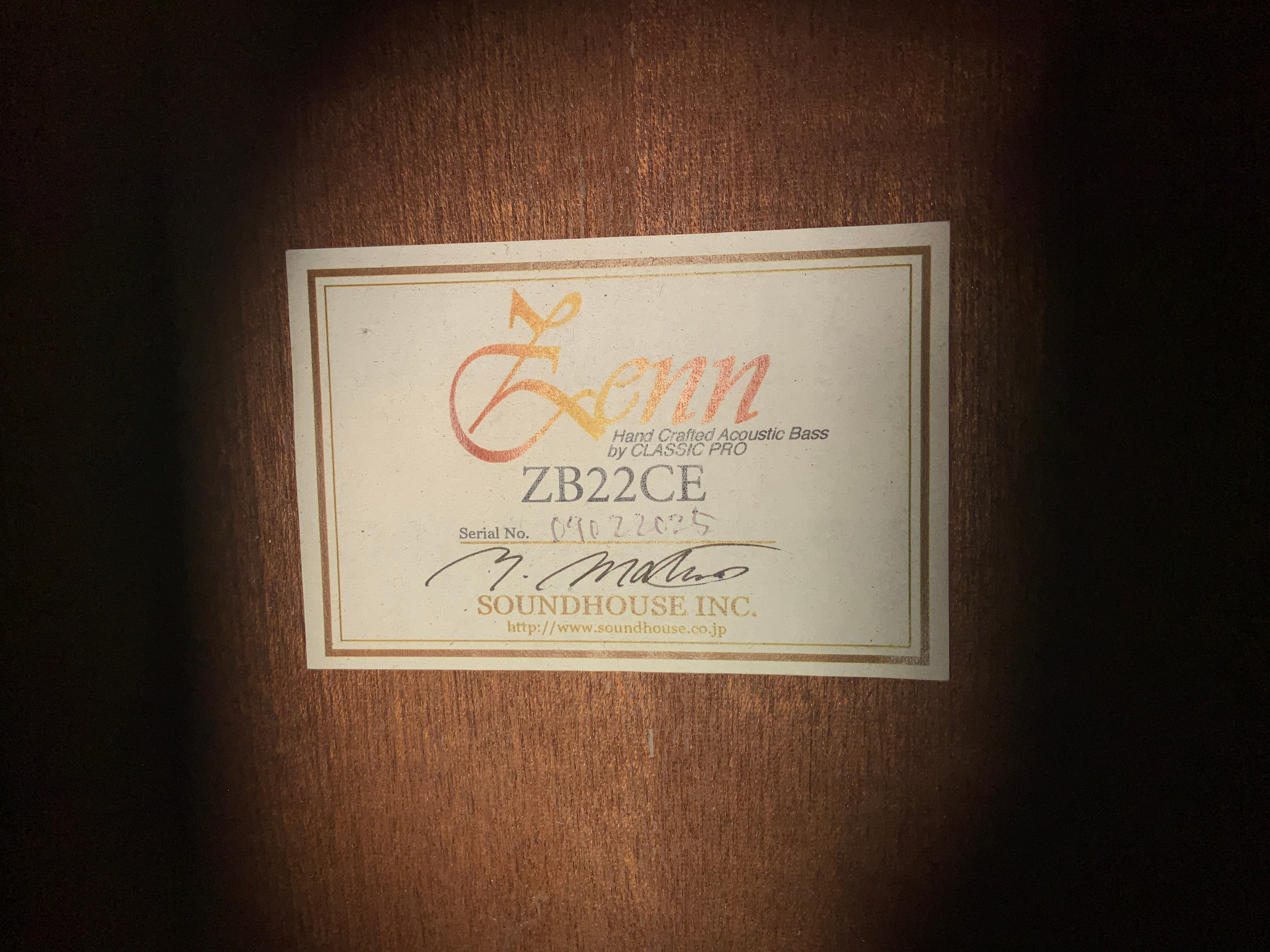 Zenn ZB22CE Hand Crafted Acoustic Bass by Classic Pro