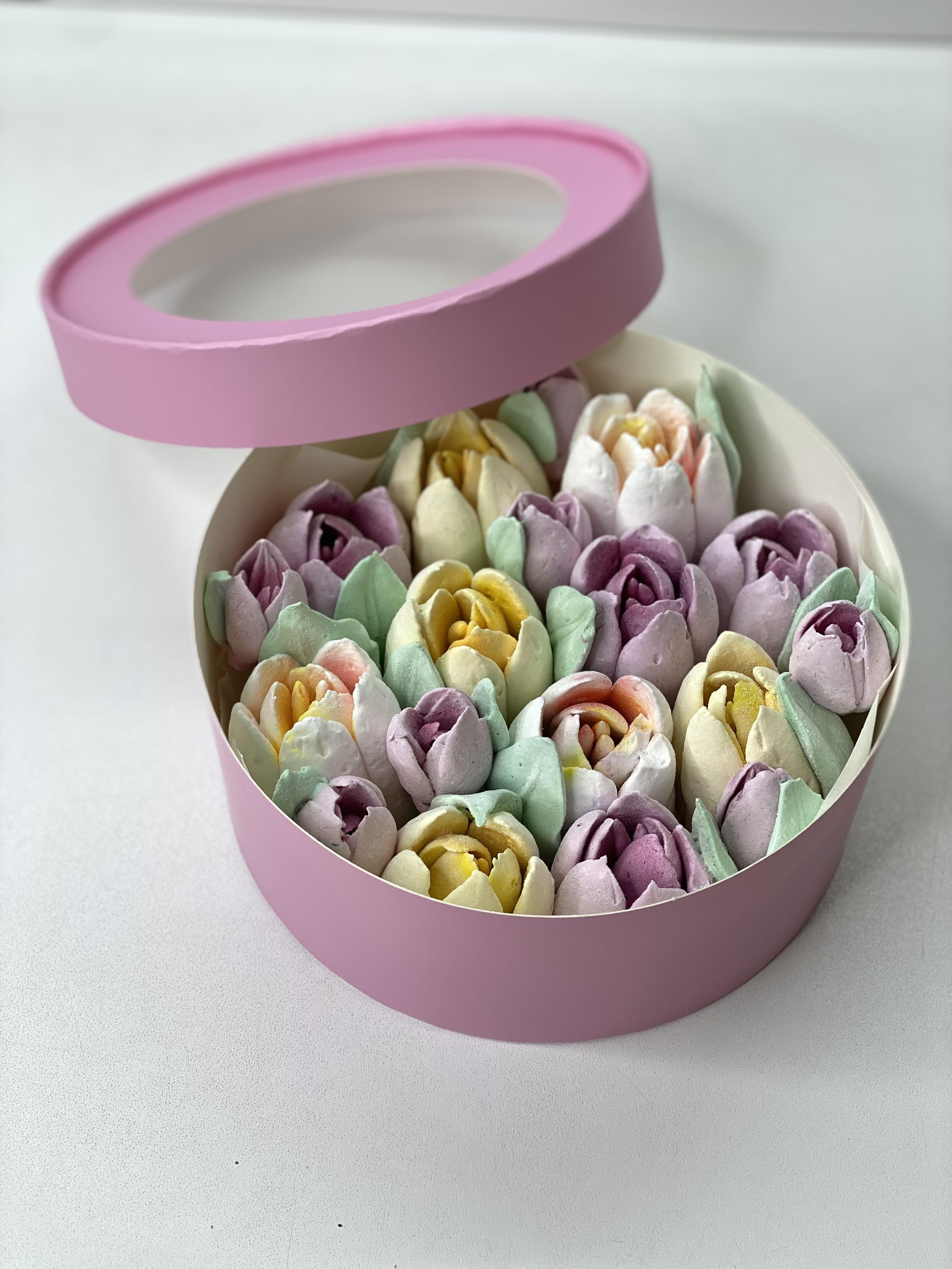 Тюльпаны из зефира в коробке. Katyasugarsugar капкейки, зефир, торты Москва