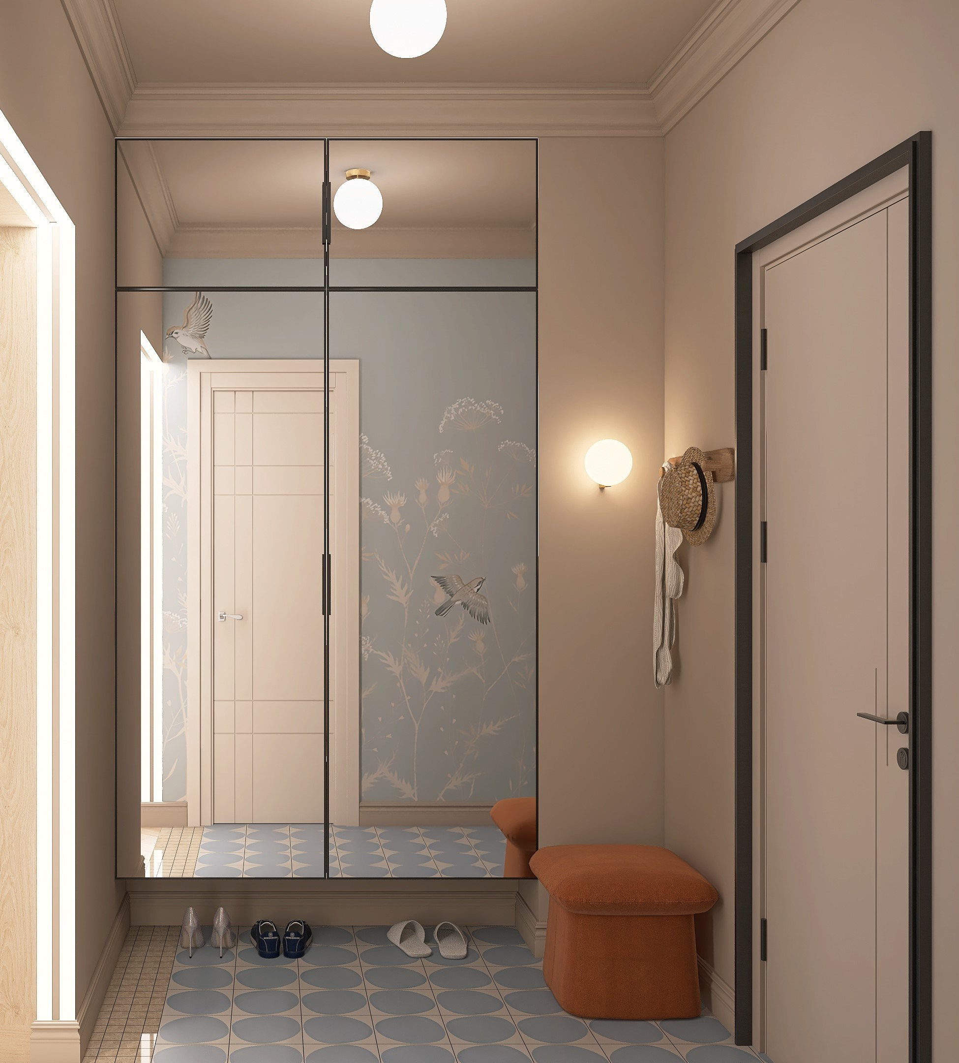 Интерьер прихожей, дизайн прихожей, Квартира-студия в Новосибирске для проживания молодой женщины