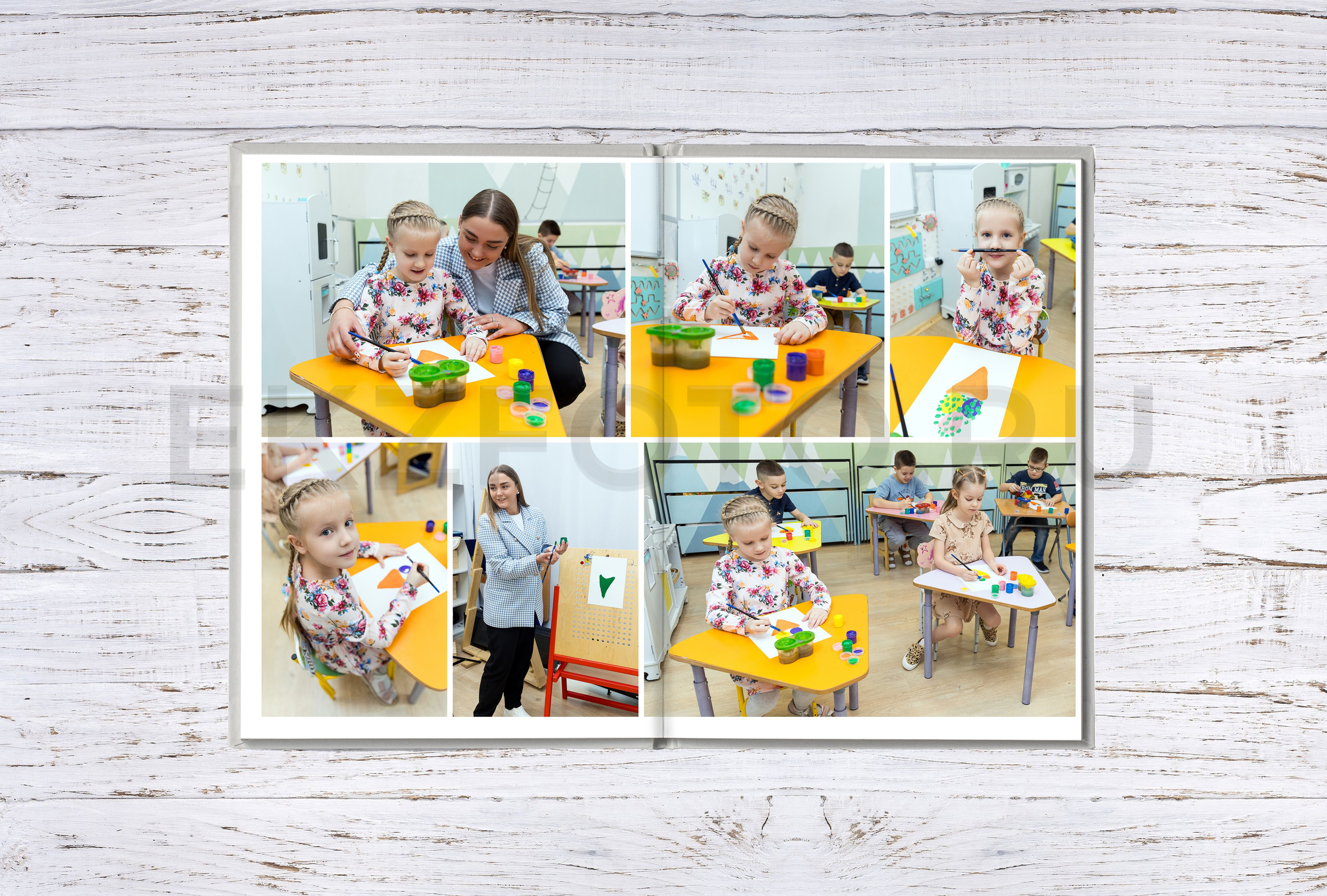 ОБЛОЖКА-РИСУНОК «КУБИКИ» + «ОДИН ДЕНЬ В ДЕТСКОМ САДУ». 7 РАЗВОРОТОВ. Фотограф Екатерина Зайкова в Санкт-Петербурге