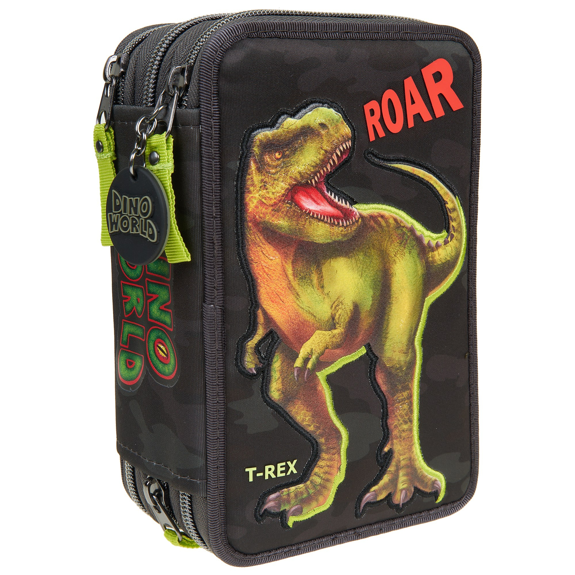 Пенал с динозавром на белом фоне