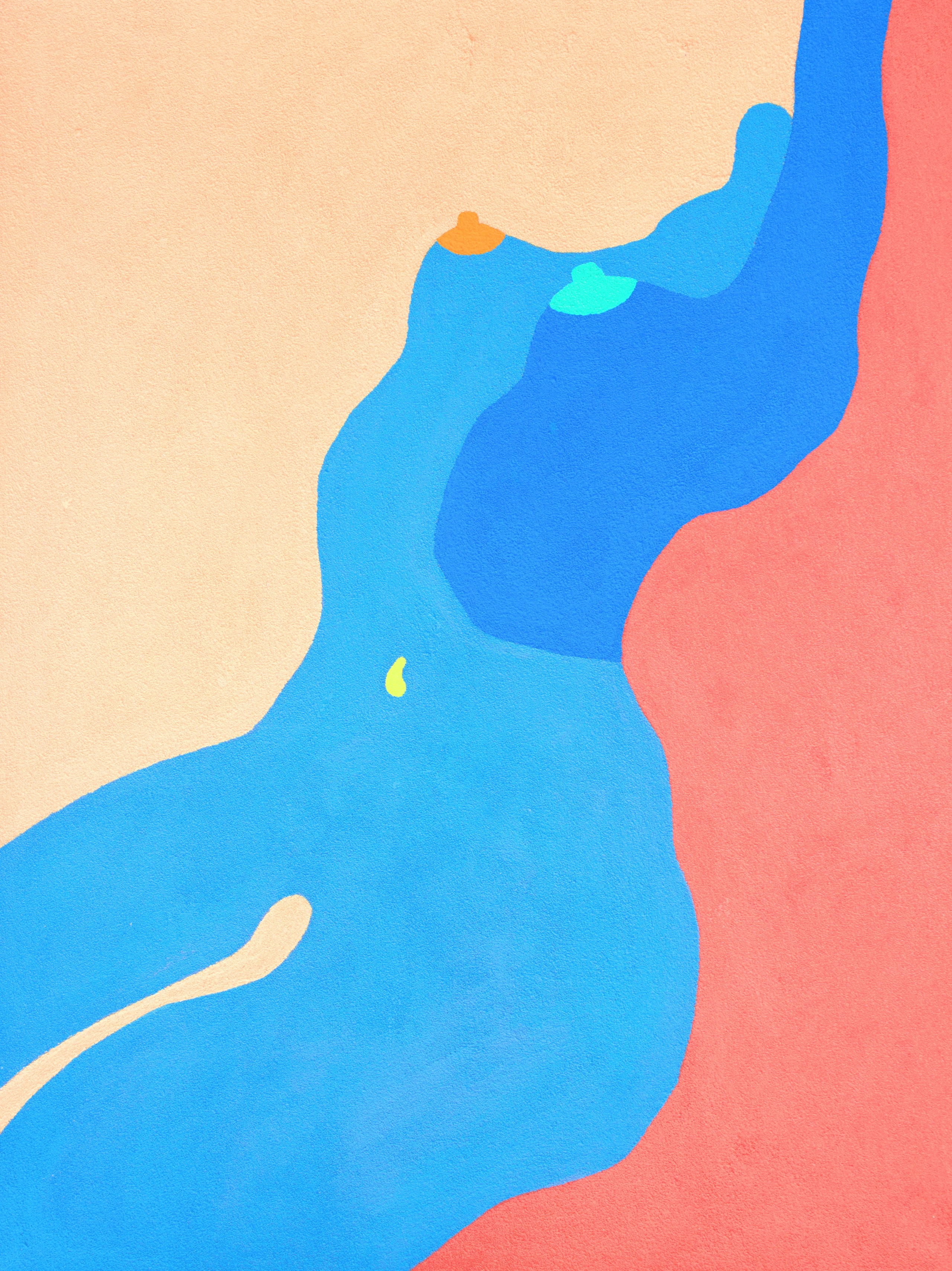 СЕДЬМАЯ 1 бумага, манка, гуашь, колеровочная паста 60х80 см 2020 г (в частной коллекции)