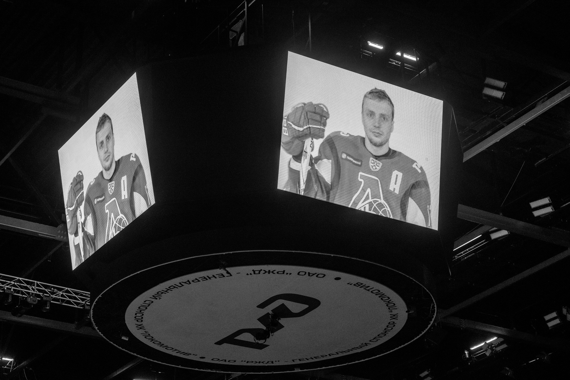 A photo of «Lokomotiv» team captain Ivan Tkachenko`s assistant  from the team`s pre-season photo session on the media cube of UCC «Arena-2000 Lokomotiv» on the set of the documentary «Lokomotive. Champions of our hearts», December 2020