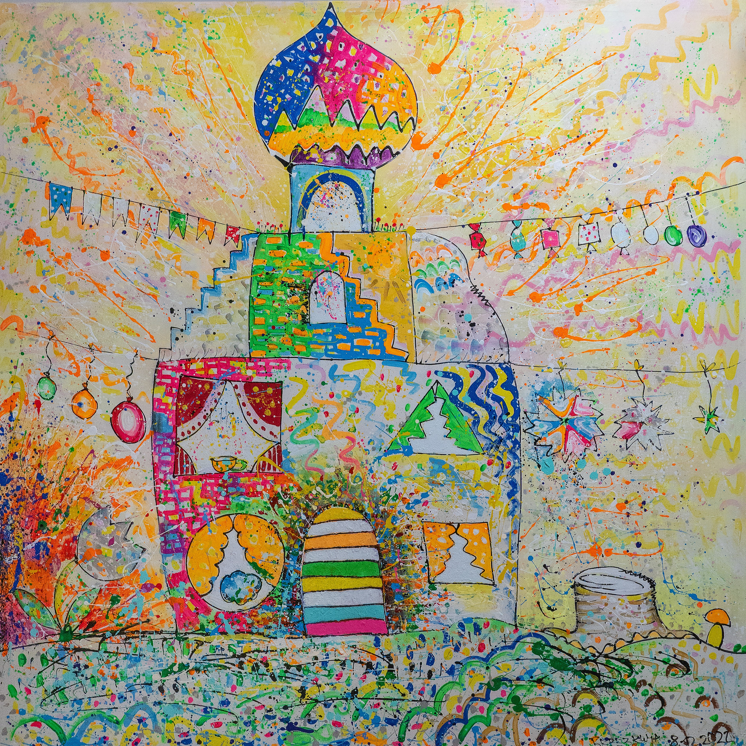 150х150 холст/акрил "Дом на краю земли" 2022