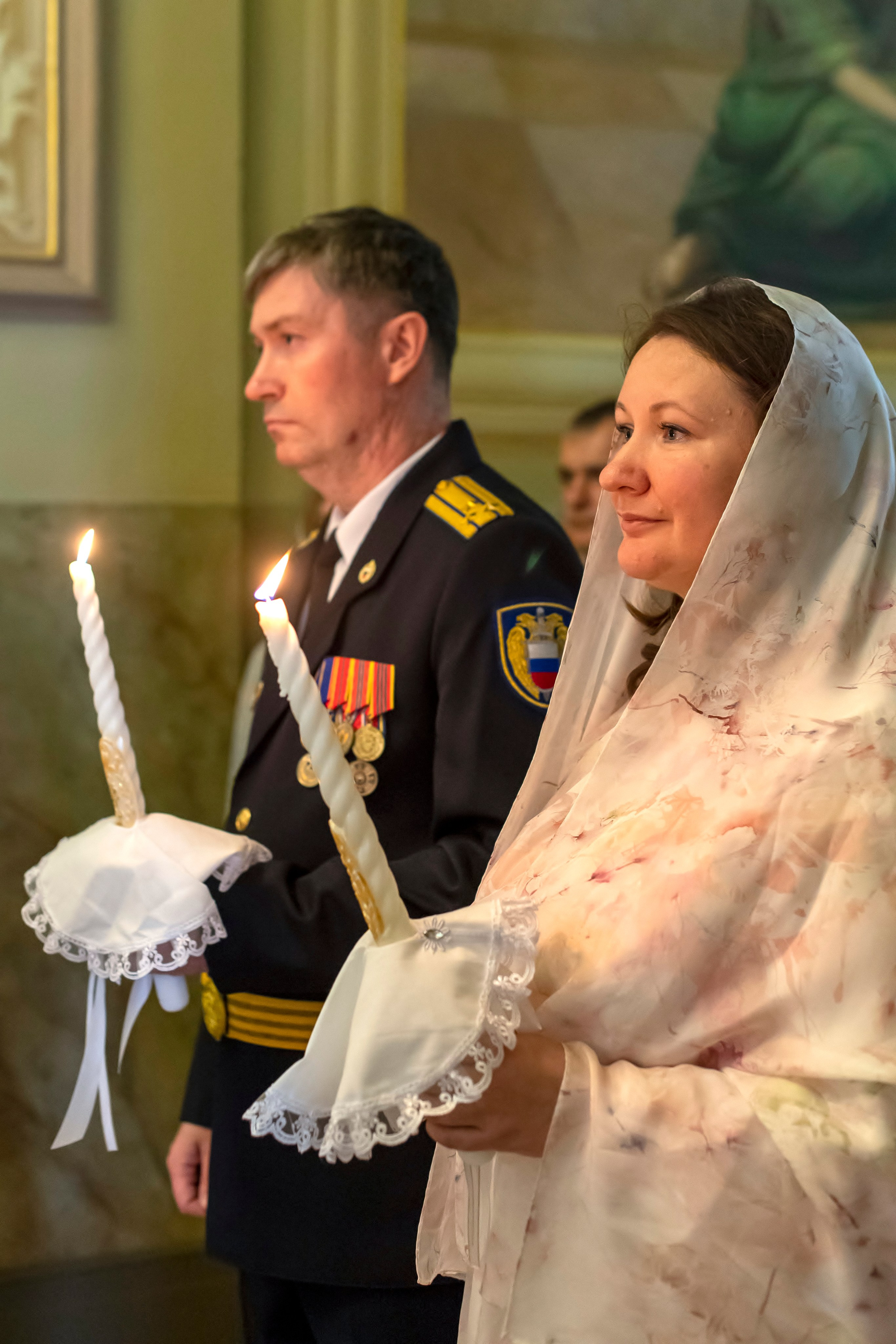 Венчание в храме Климента Папы Римского на Третьяковской, возрастные новобрачные, возрастной жених, возрастная невеста, полковник, невеста в возрасте, жених в возрасте