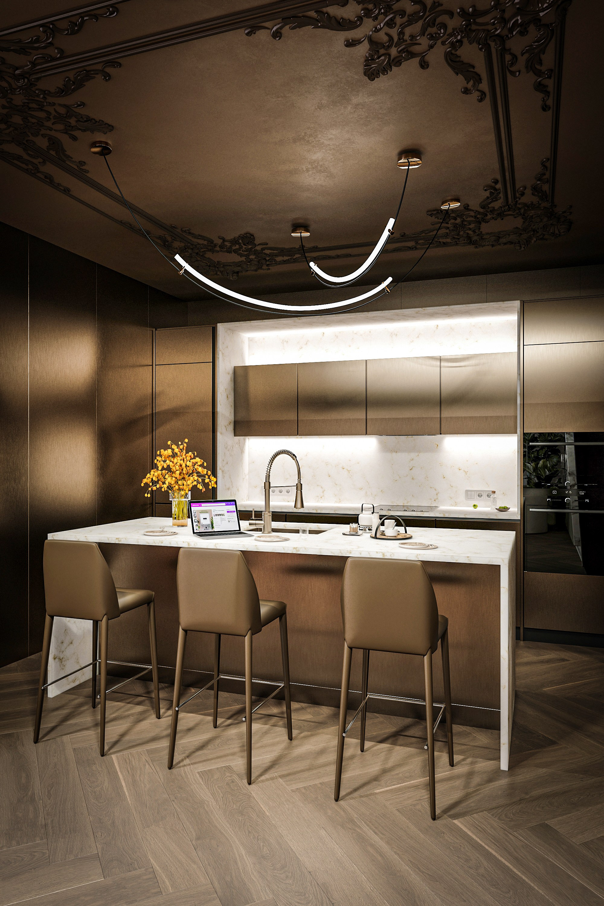 Интерьер кухни-гостиной: сочетание классики и современности. Дизайн интерьера и экстерьера в Санкт-Петербурге Яна Емельянова