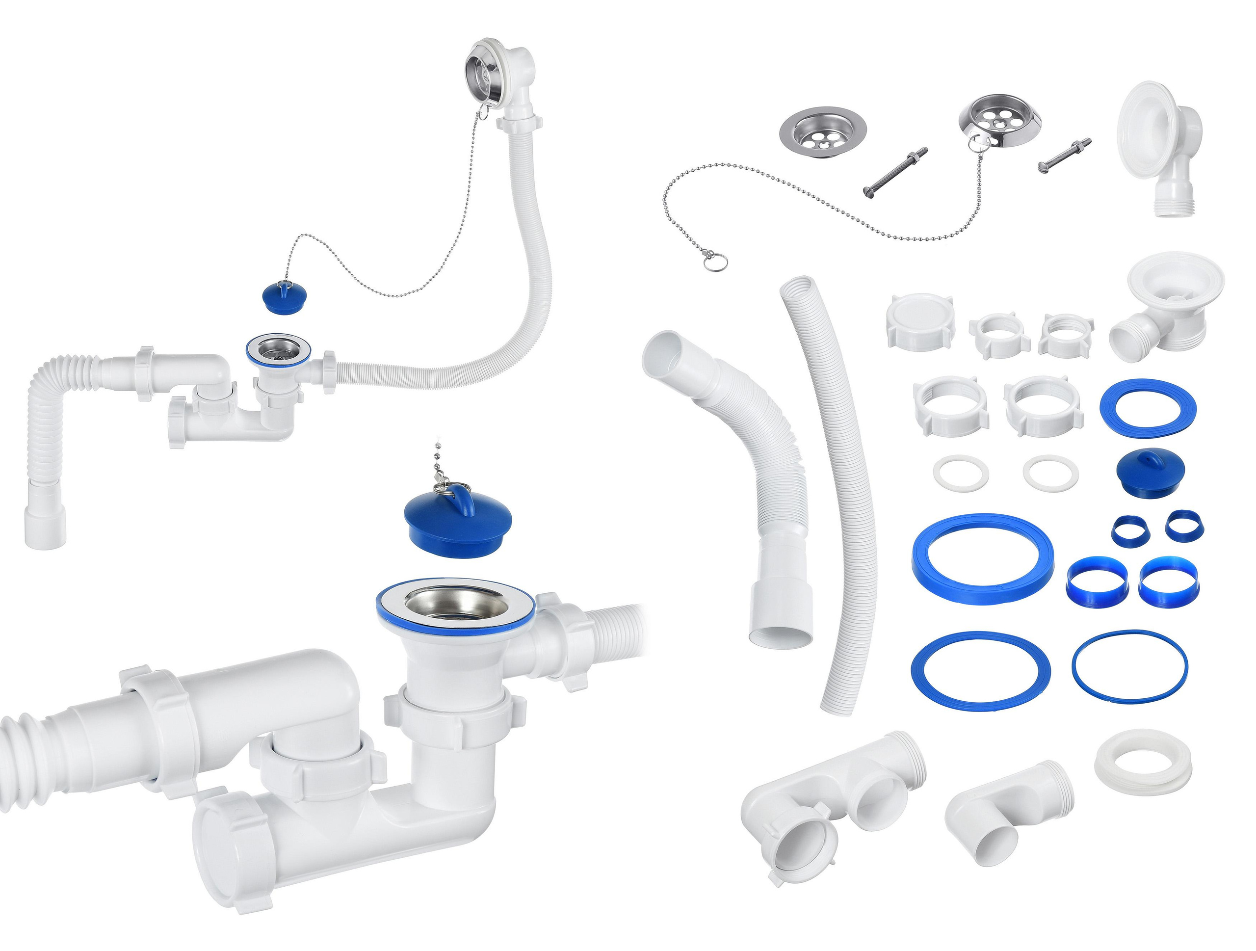 Сифон в сборе и разобранном виде