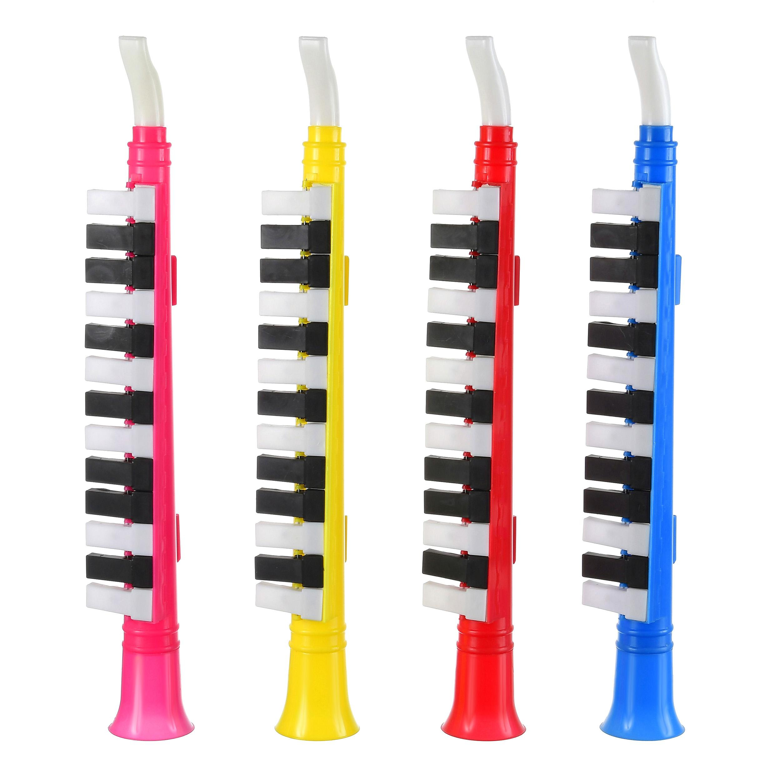 мелодика для детей розового, желтого, красного и синего цвета на белом фоне