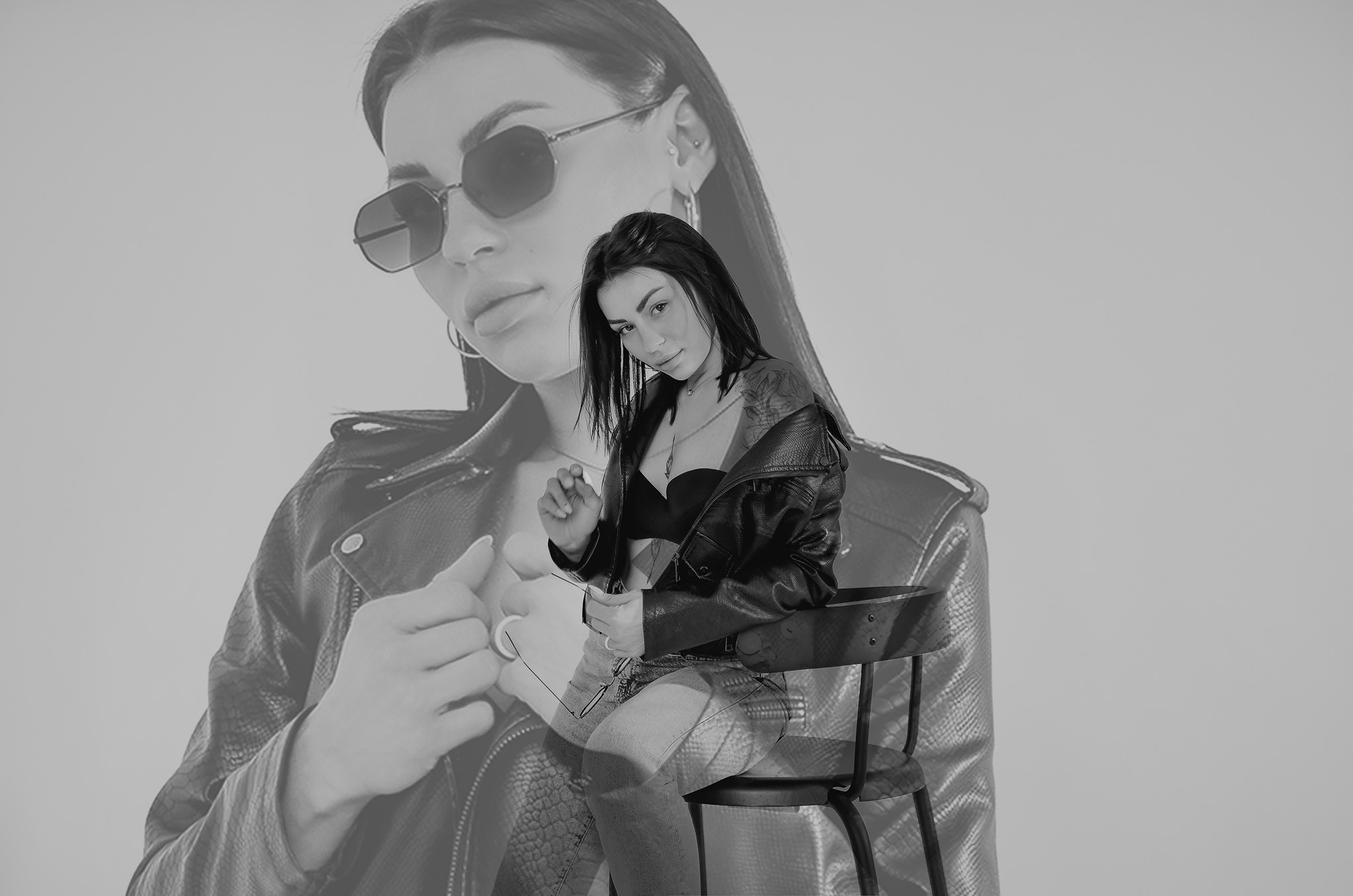 фотография с двойной экспозицией в белой фотостудии города Харькова.