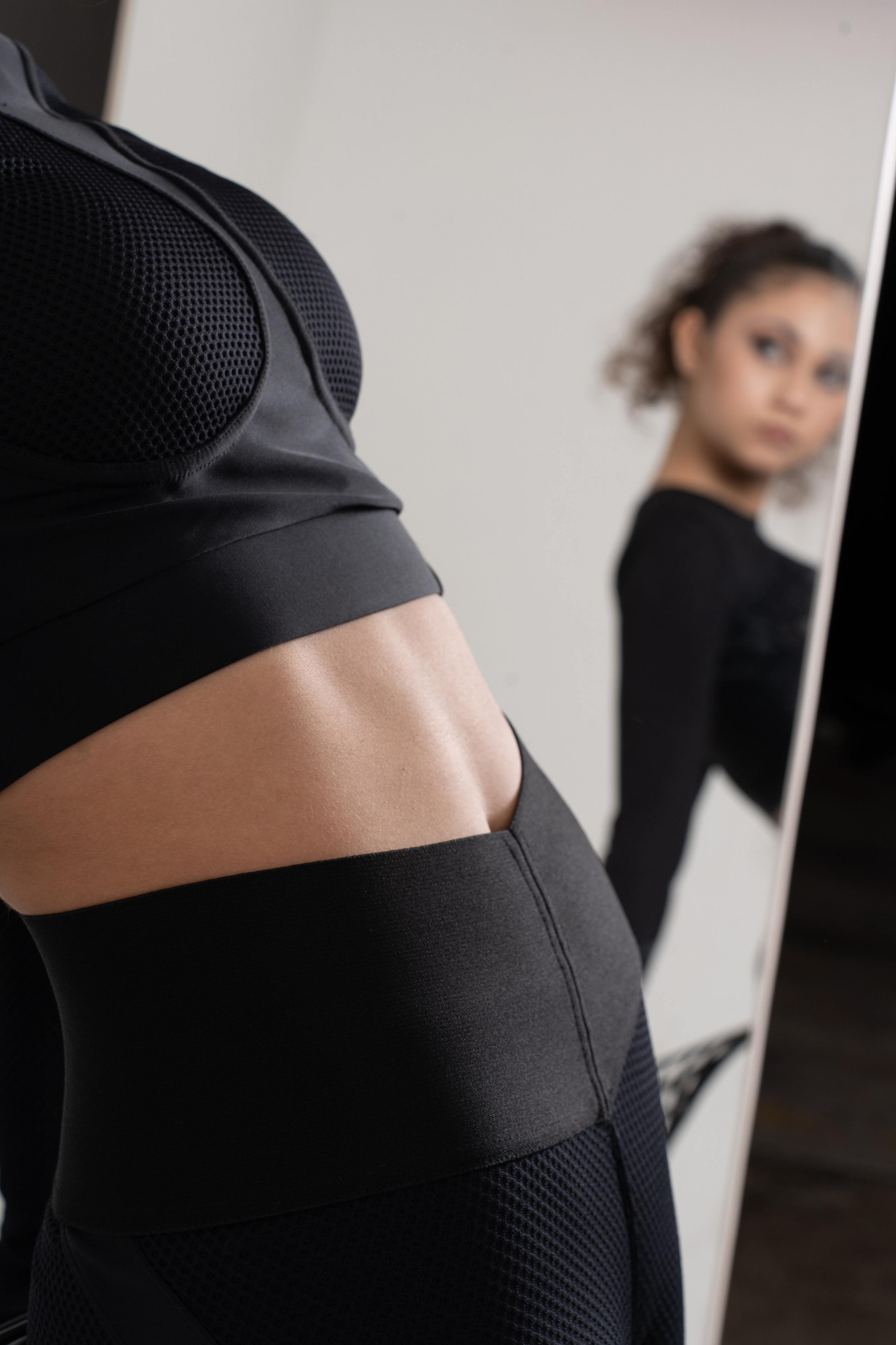 Creative pose with professional lighting setup