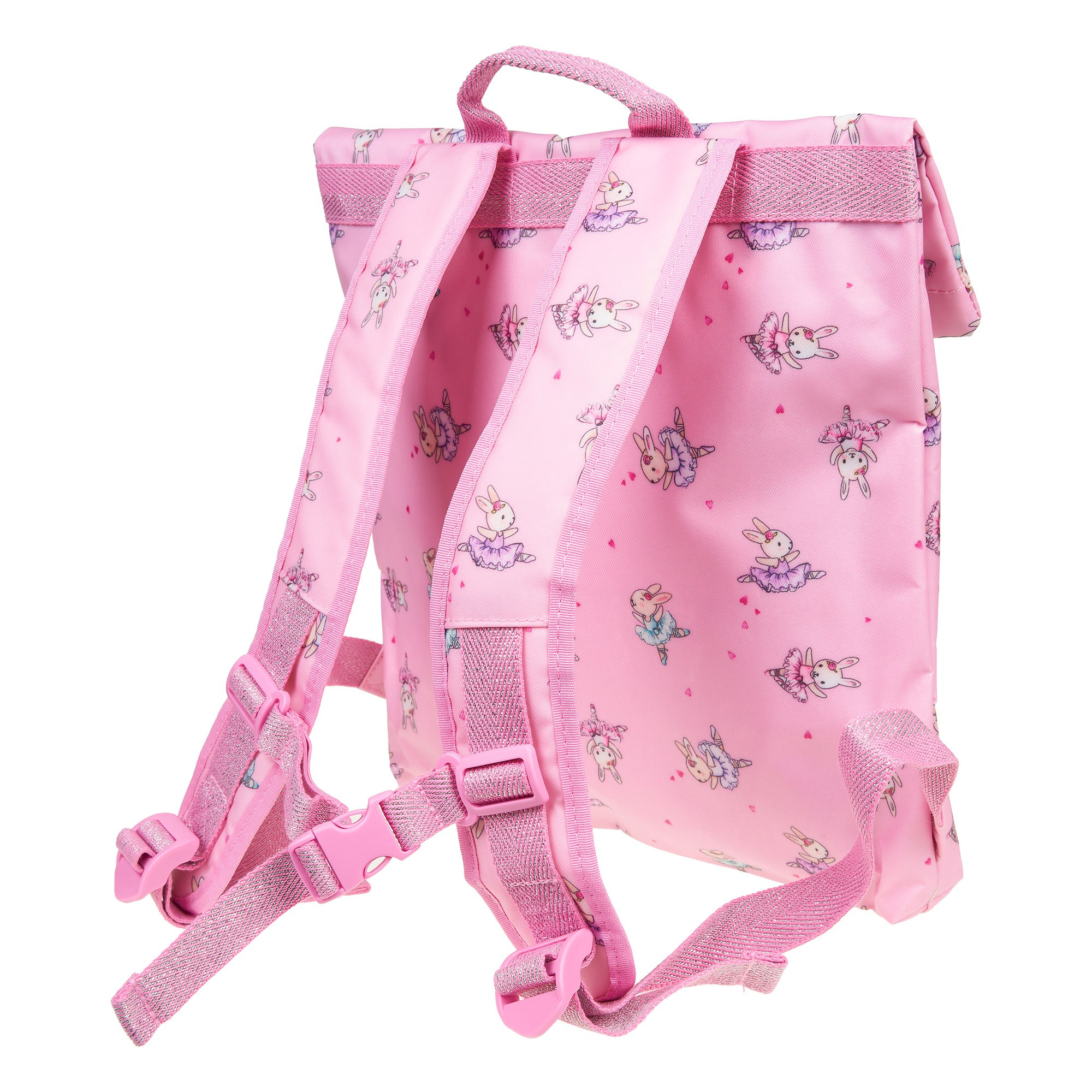 Рюкзак розовый топ модель вид сзади на белом фоне