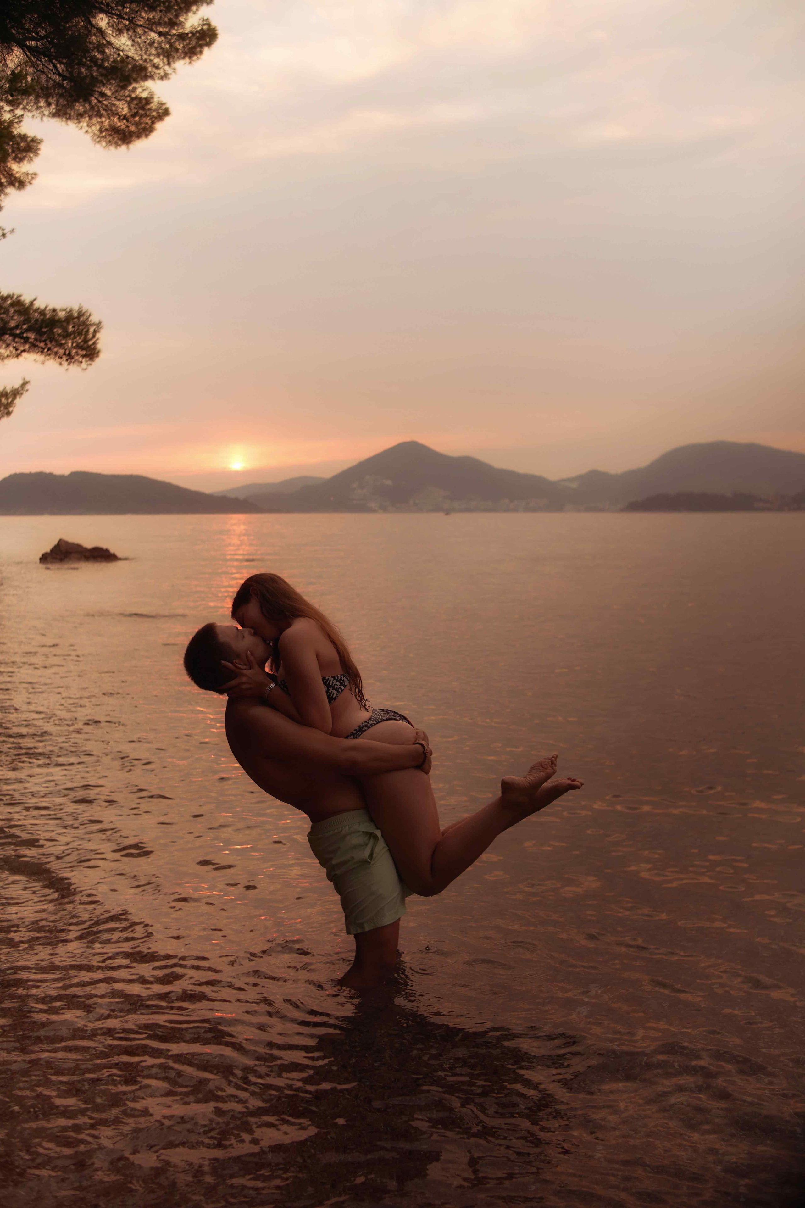 Love Story Photoshoot in Montenegro | Couple on the Beach at Sveti Stefan