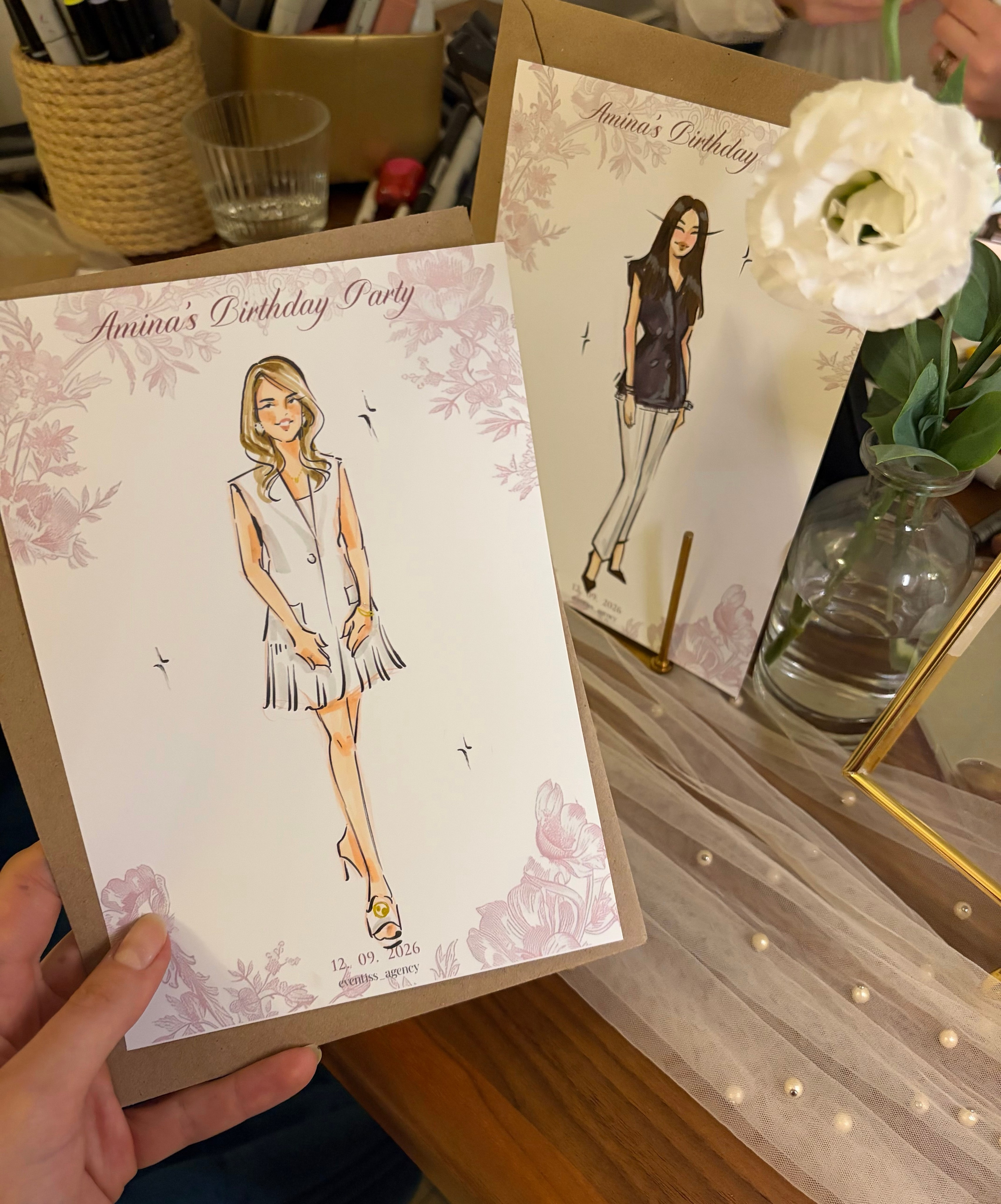 Fashion illustration по фото — индивидуальный рисунок гостя мероприятия