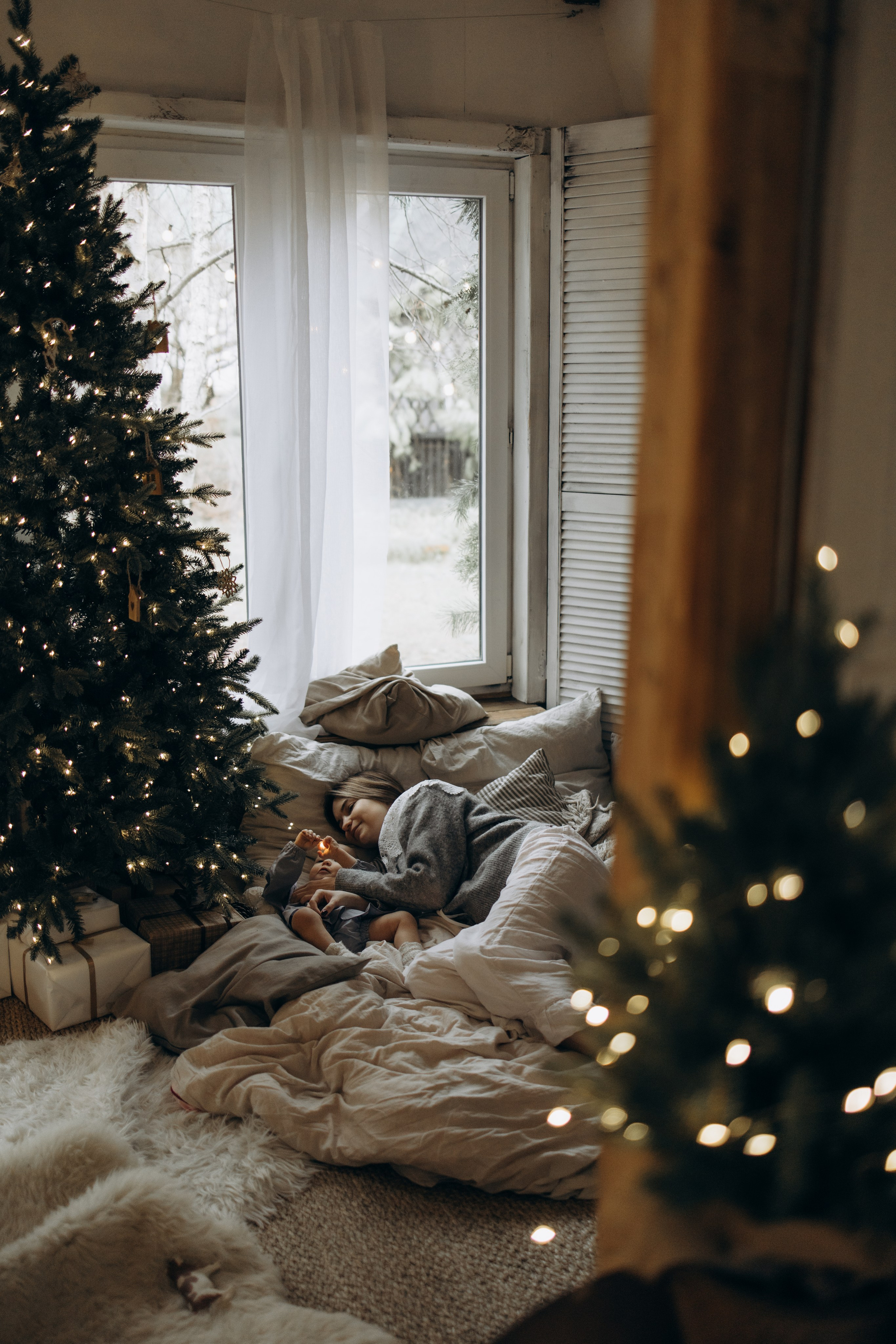 Зимнее утро с мамой. Семейный фотограф Москва Юлиана Фетисова