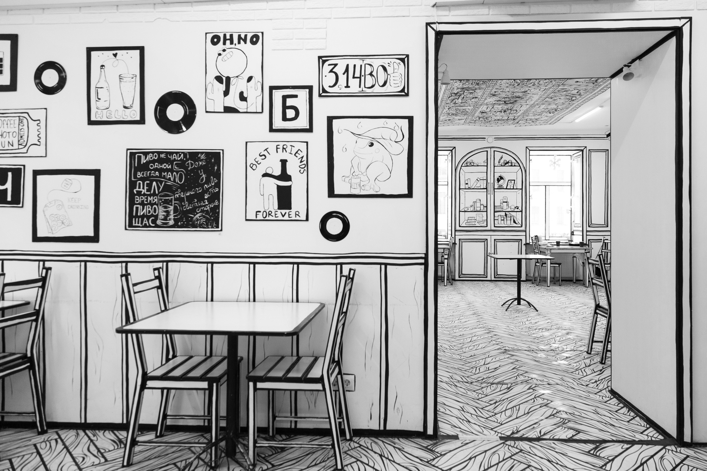 Экспресс фотосессия в черно-белом кафе в Питере