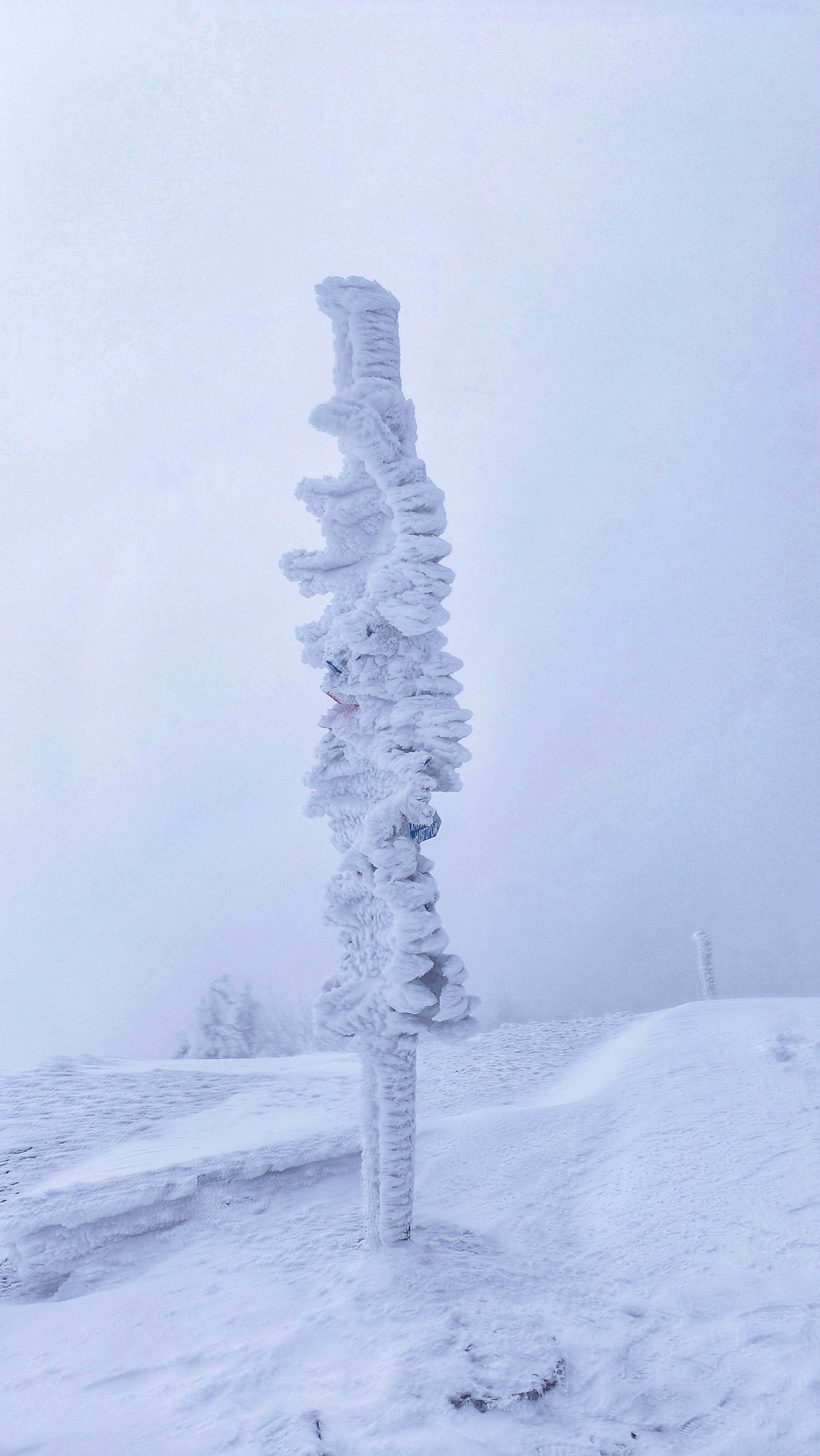 Указатели городов на горе Машук в Пятигорске зимой
