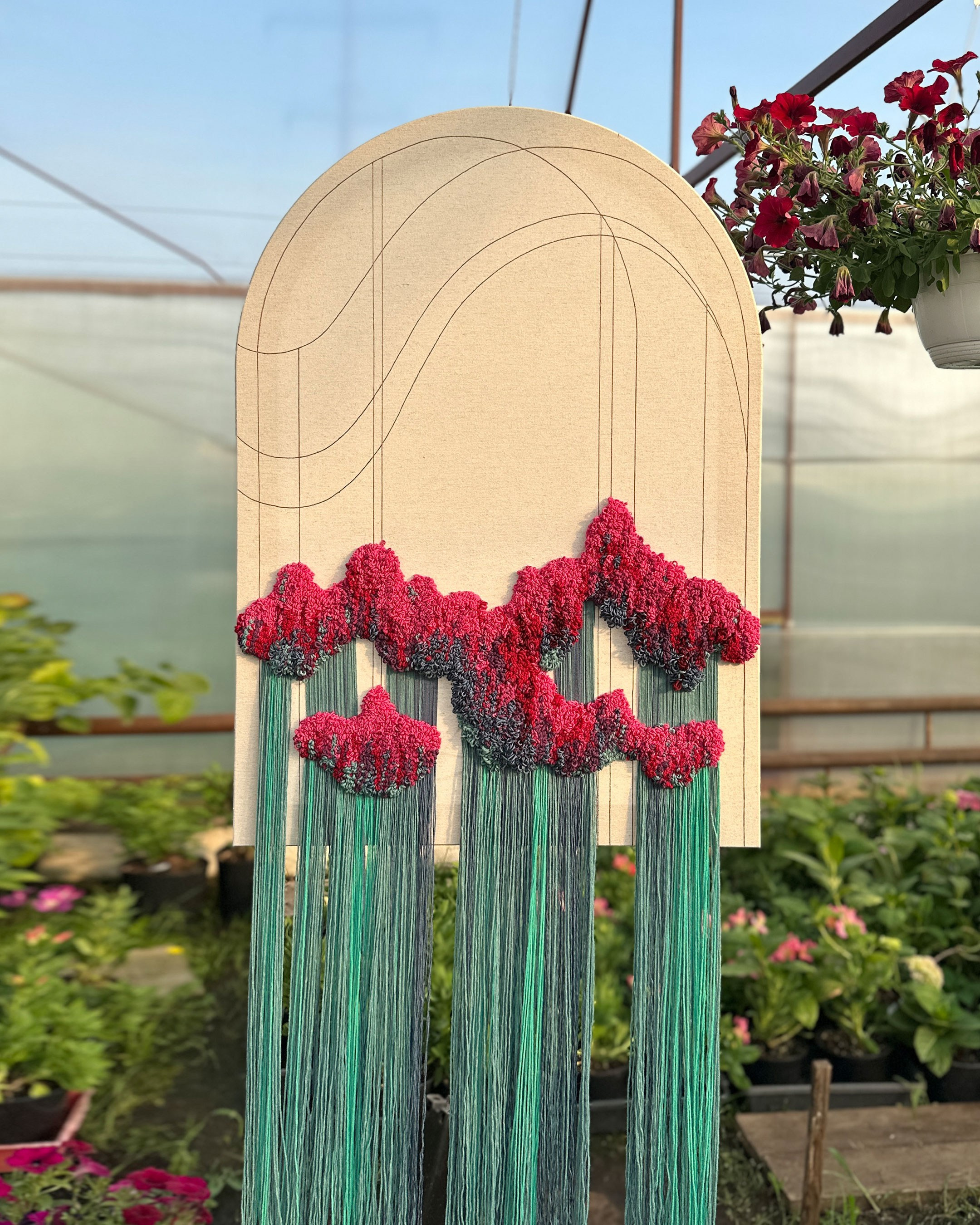 Orangery #1, mixed media panel, 60 x 135 cm