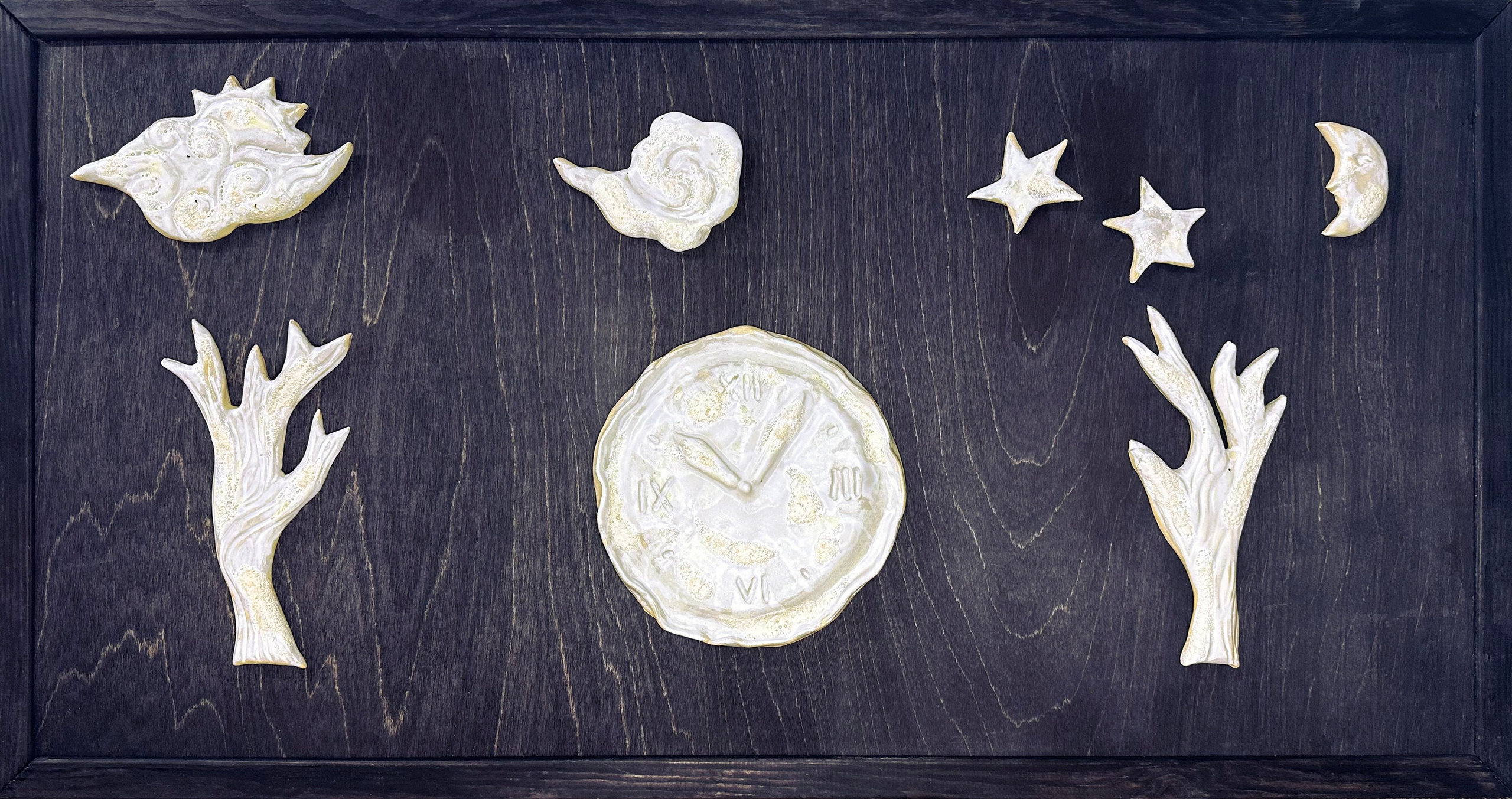 Metamorphosis №4, 2025, керамика, глазури, дерево, 80х40 см