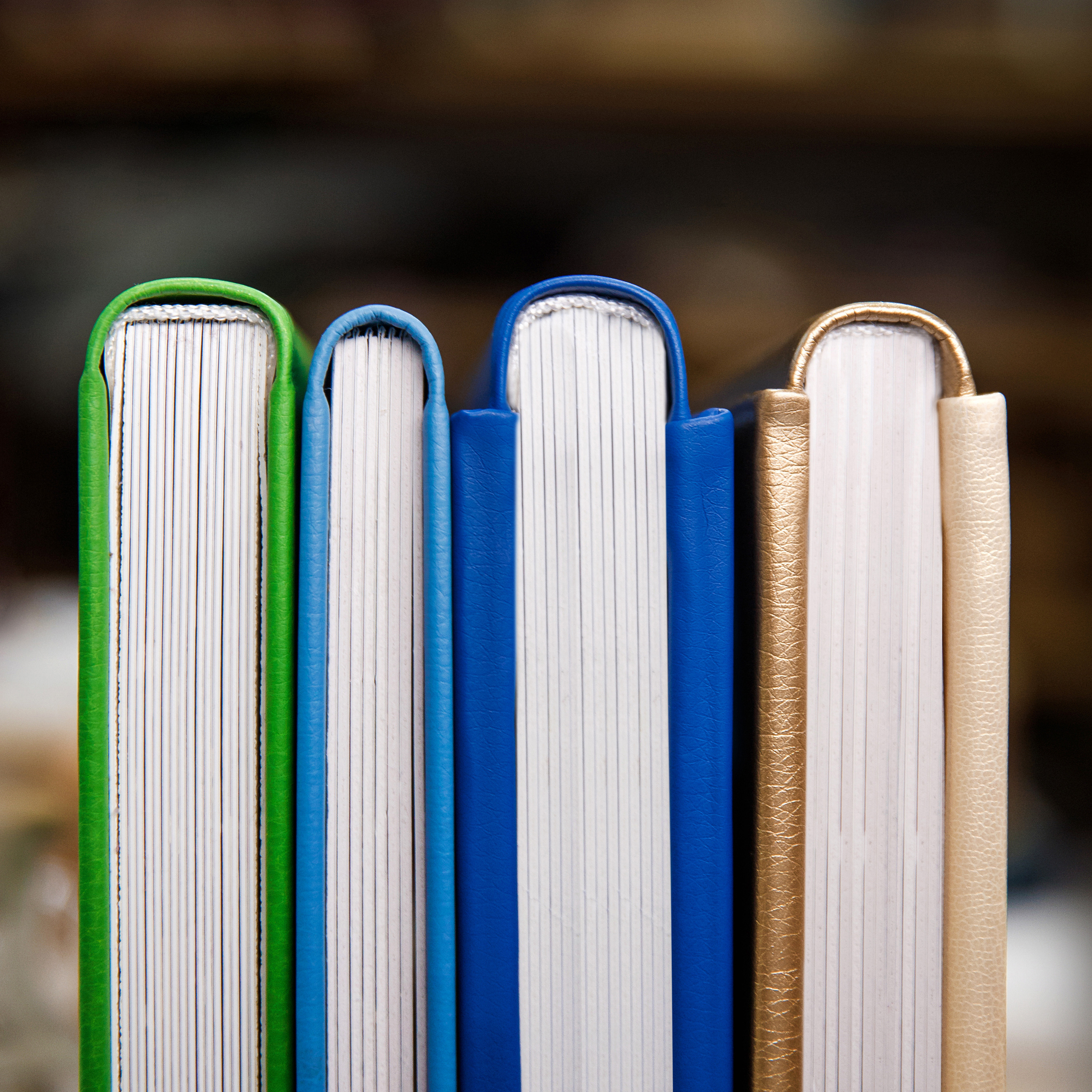 книжки стоящие торцом с обложками разной толщины