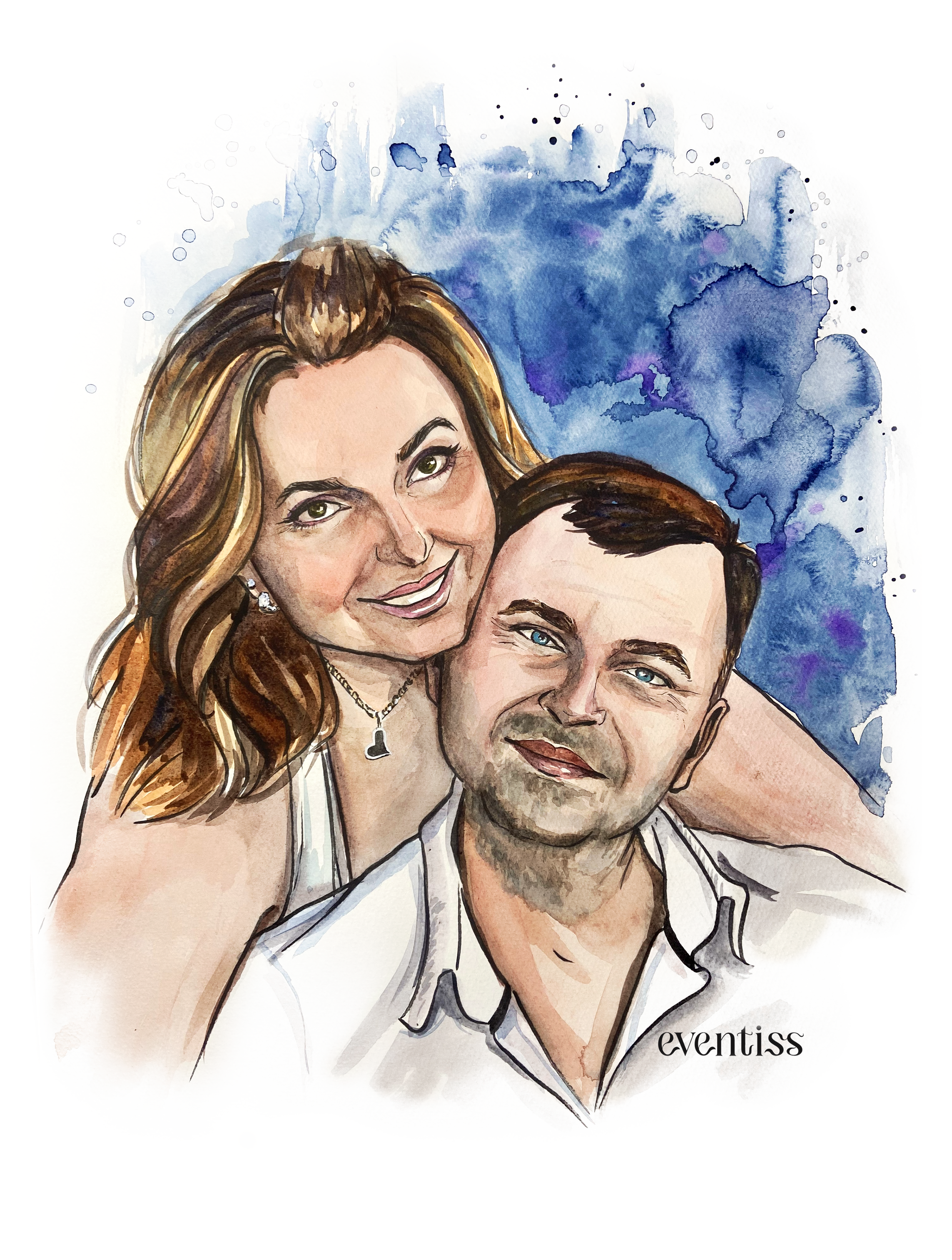 Иллюстрации на заказ в подарок на свадьбу молодоженам, welcome-стенд. Eventiss art agency| Художники и арт-услуги на мероприятие Москва и МО