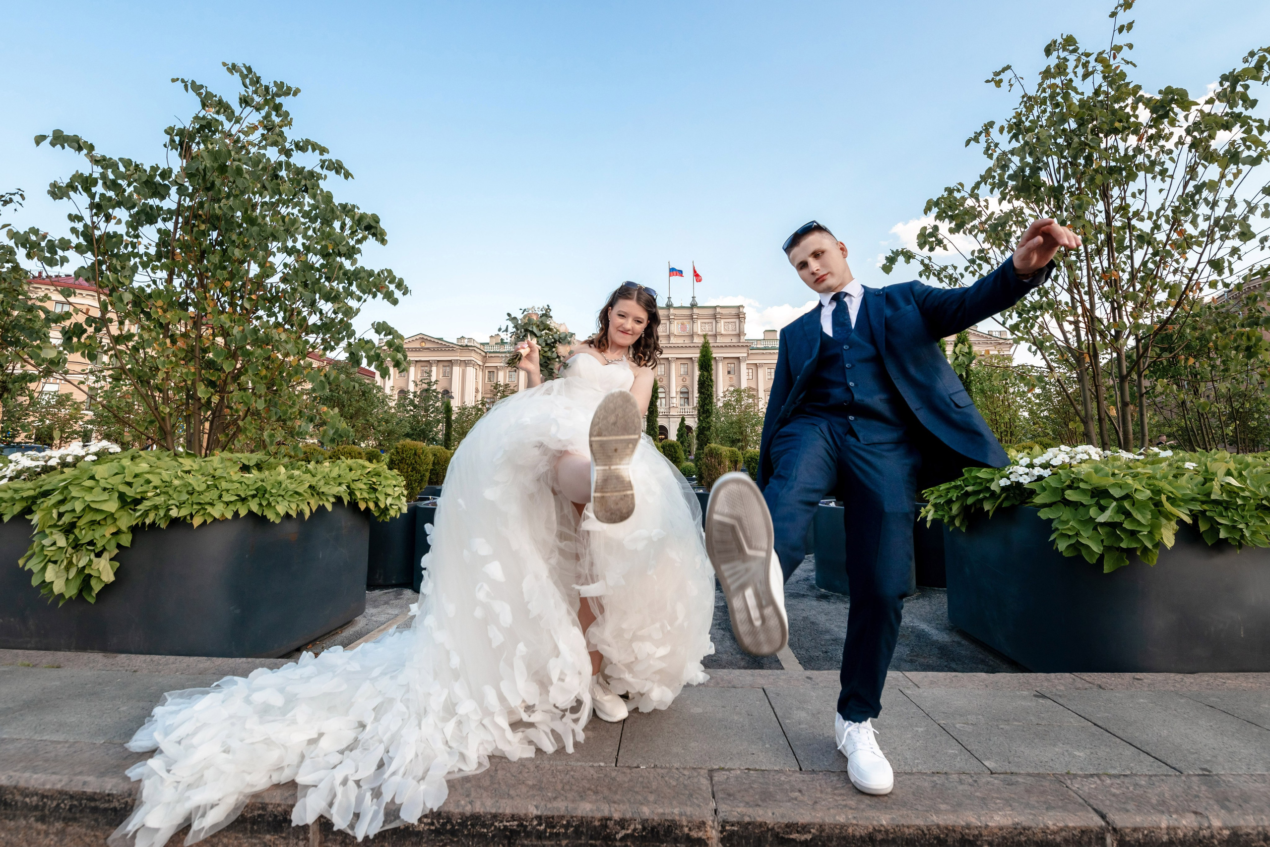 Зажигательная и динамичная свадебная фотосессия Анастасии и Максима. Портретный, семейный и свадебный фотограф в Санкт-Петербурге и в Пушкине Ширяев Денис
